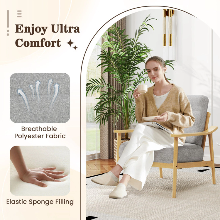 Hivvago Living Room Armchair with Solid Rubber Wood Frame and Armrests