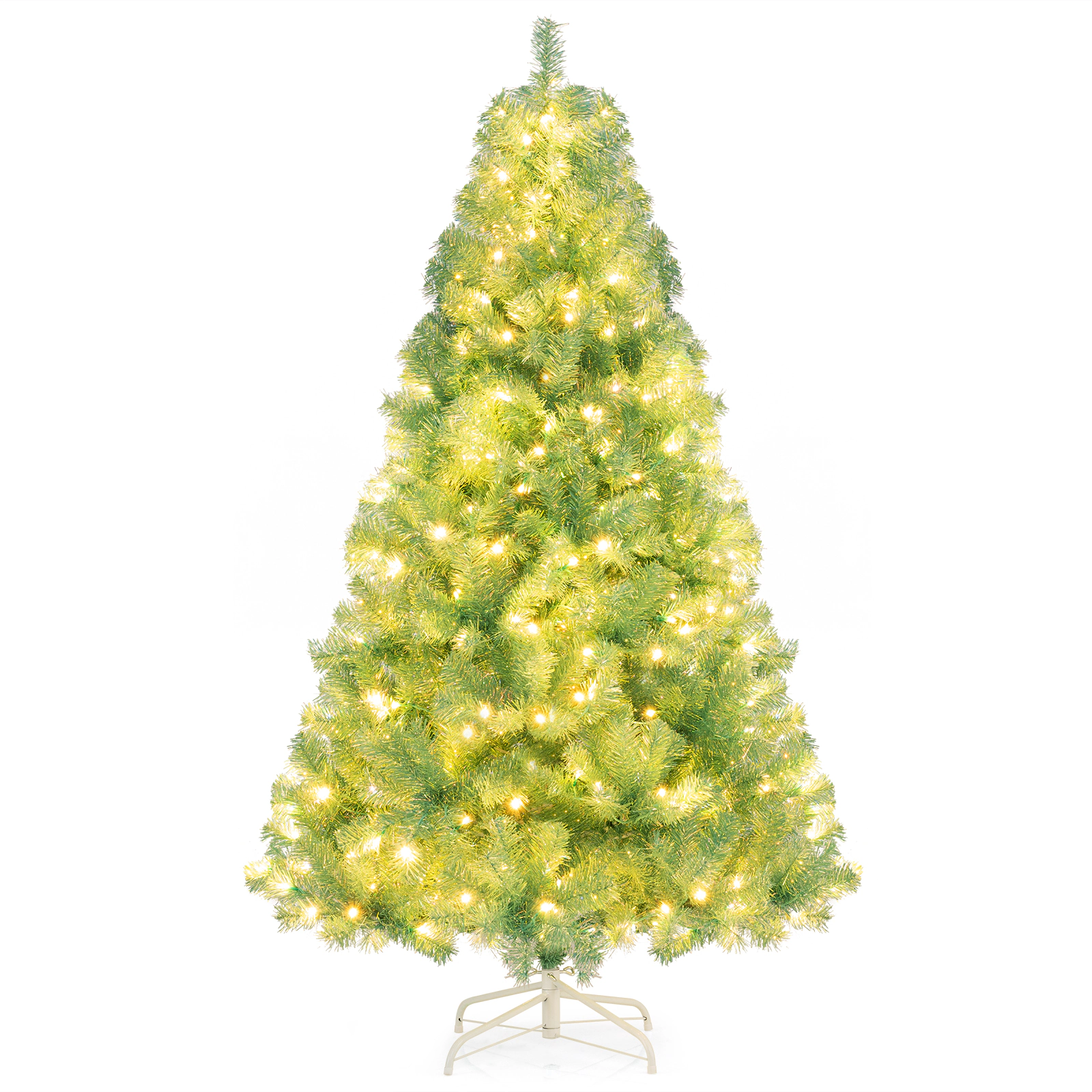 SUGIFT 6 ft Green Pre-Lit Tinsel Christmas Tree with 688 Branch Tips and 250 LED Lights