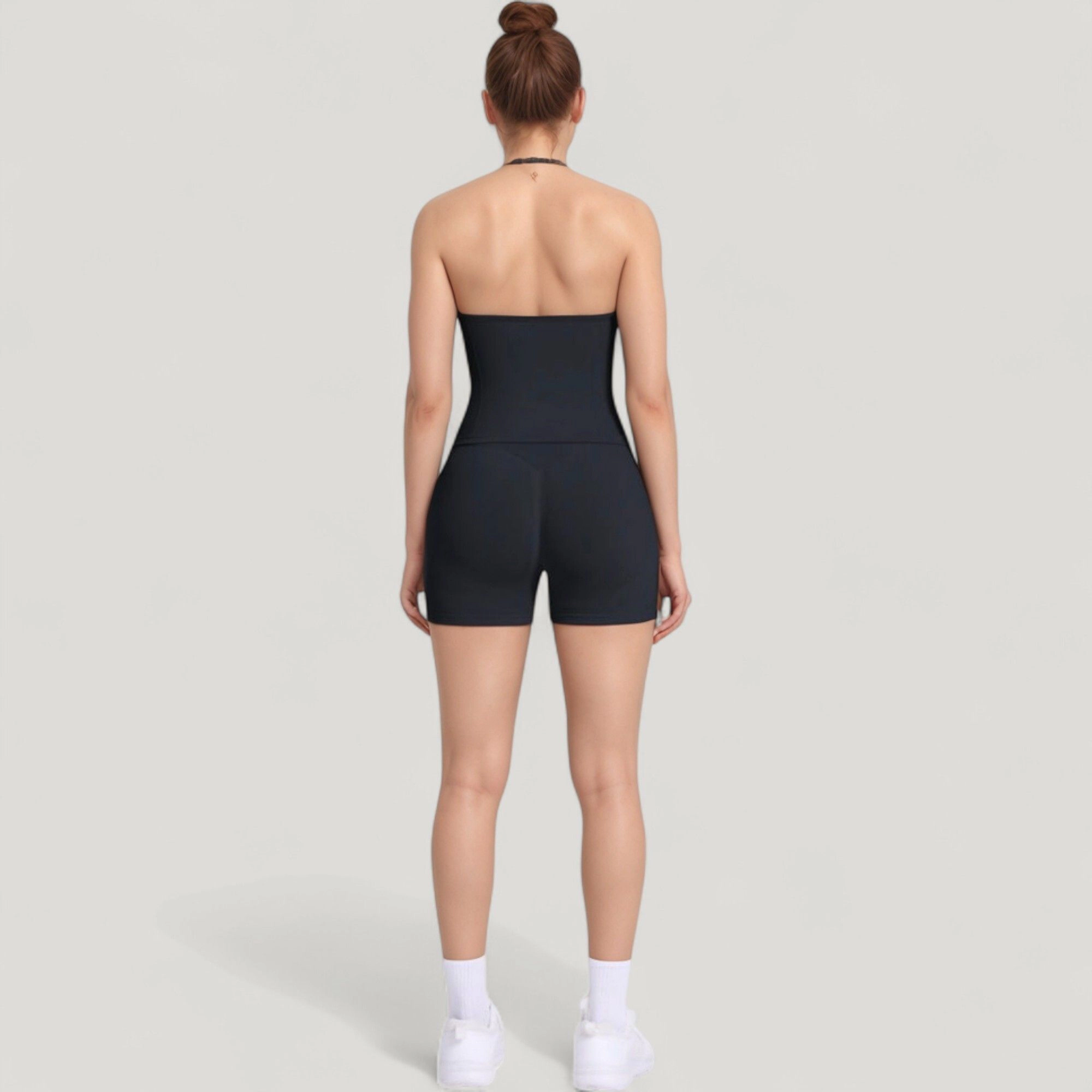 Anna-Kaci Women's Seamless Active Set with Halter Neck Top and Fitted Shorts