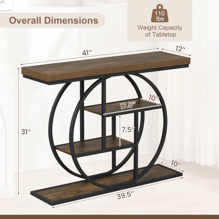 Hivvago 4-Tier Console Table 41 Inches Entryway With Storage Shelves