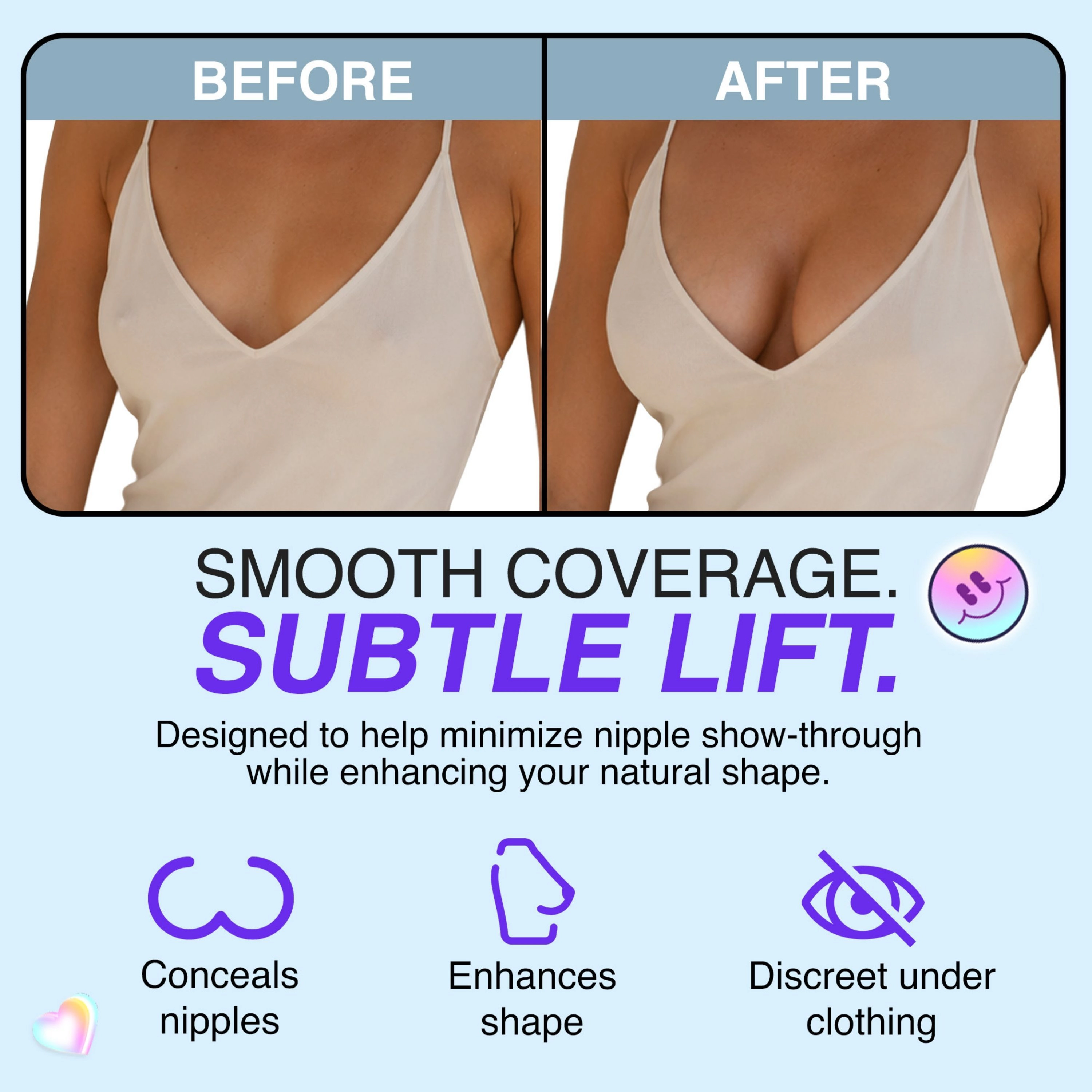 LECHERY Women's Edgestick Push Up Nipple Covers Reusable Sticky Silicone Adhesive Pasties