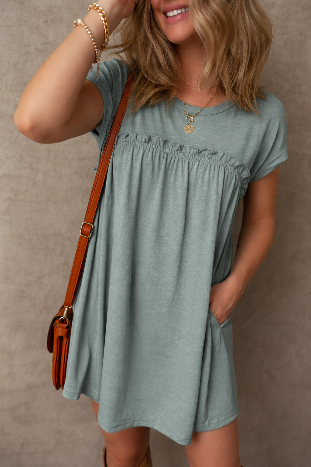 Threaded Pear Women's Daniela Gathered Seam T Shirt