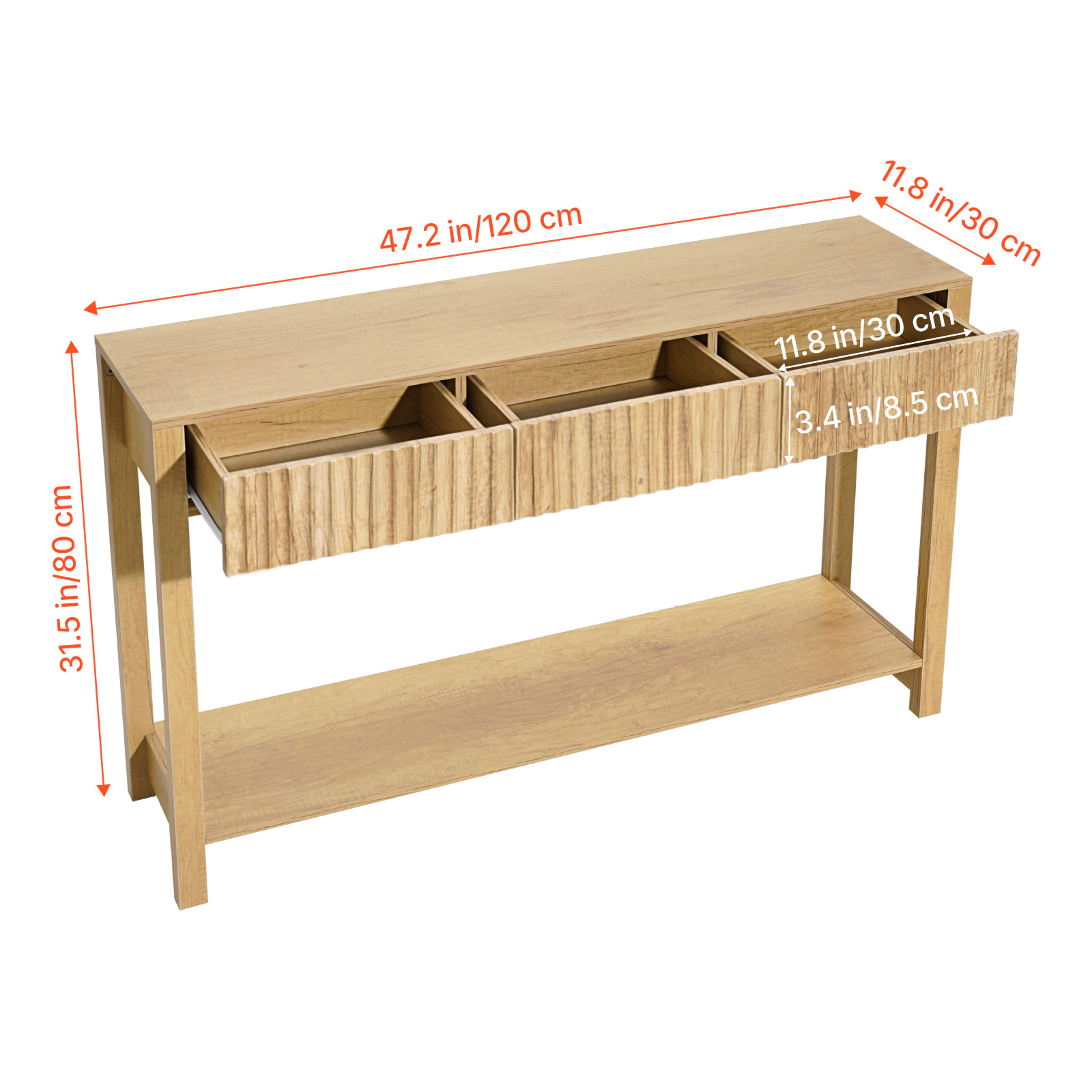 HONGGE Console Table Farmhouse Desk Behind the Couch Wooden Rectangle Entrance Narrow Sofa Table for Hallway Bedroom