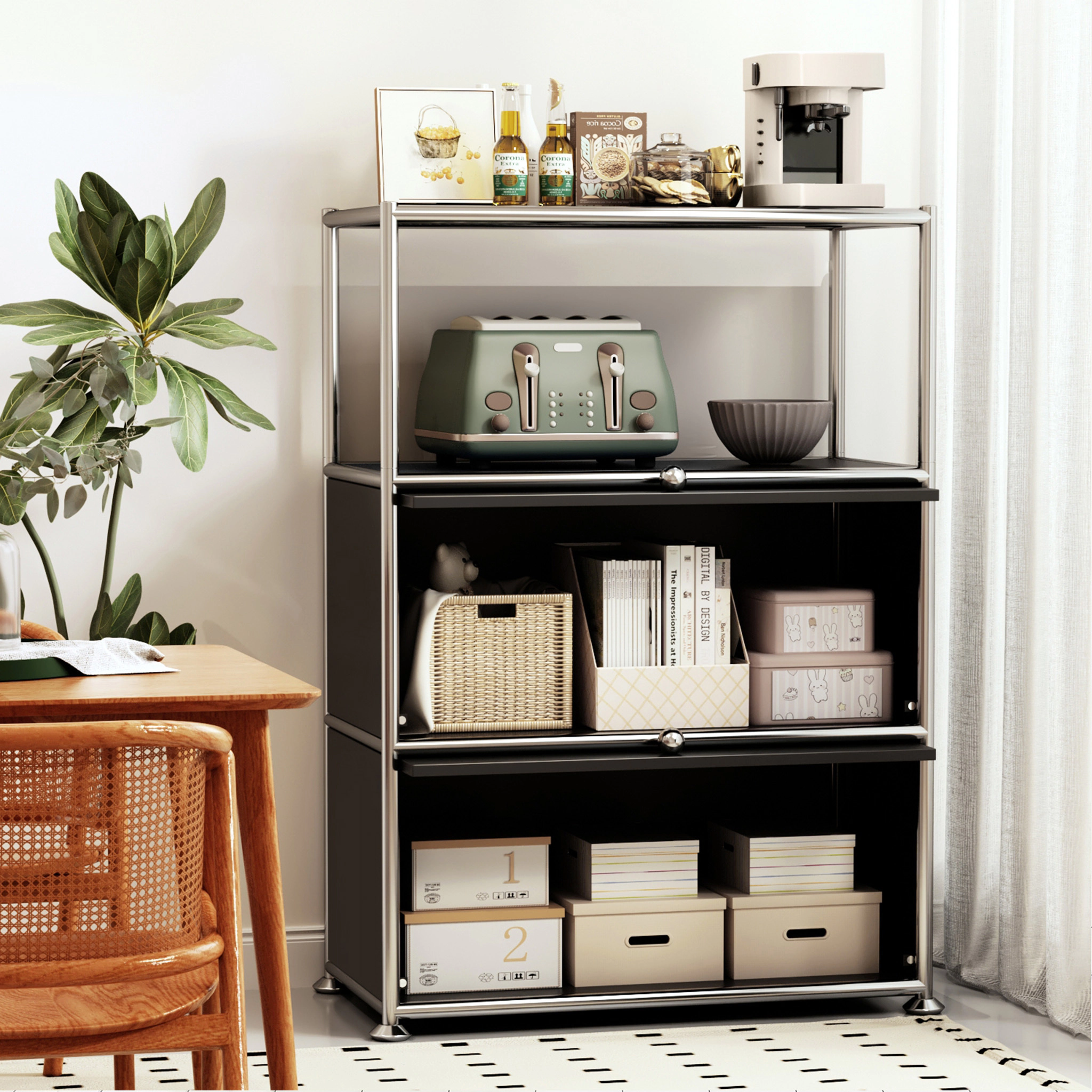 MEGA CASA Modern Modular Metal Storage Cabinet with Shelves