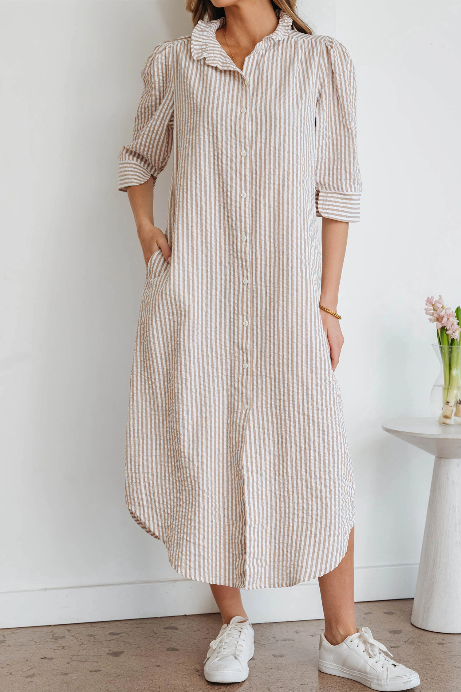 Threaded Pear Women's Winona Collar Half Sleeve Shirt
