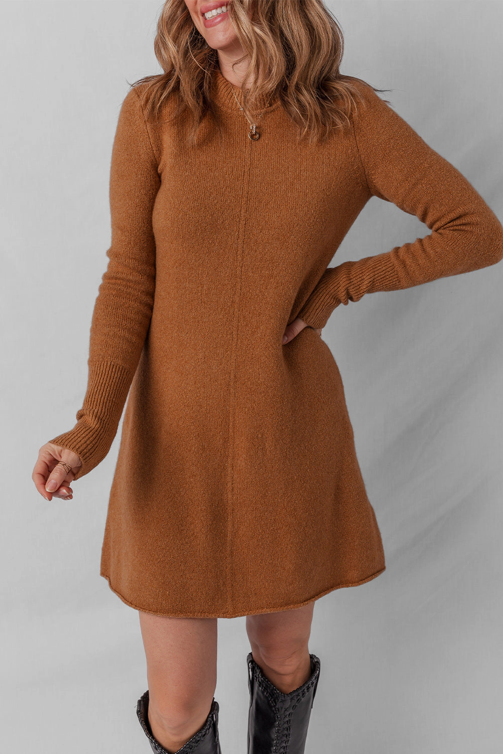 Threaded Pear Women's Madeline Ribbed Mini Sweater Dress
