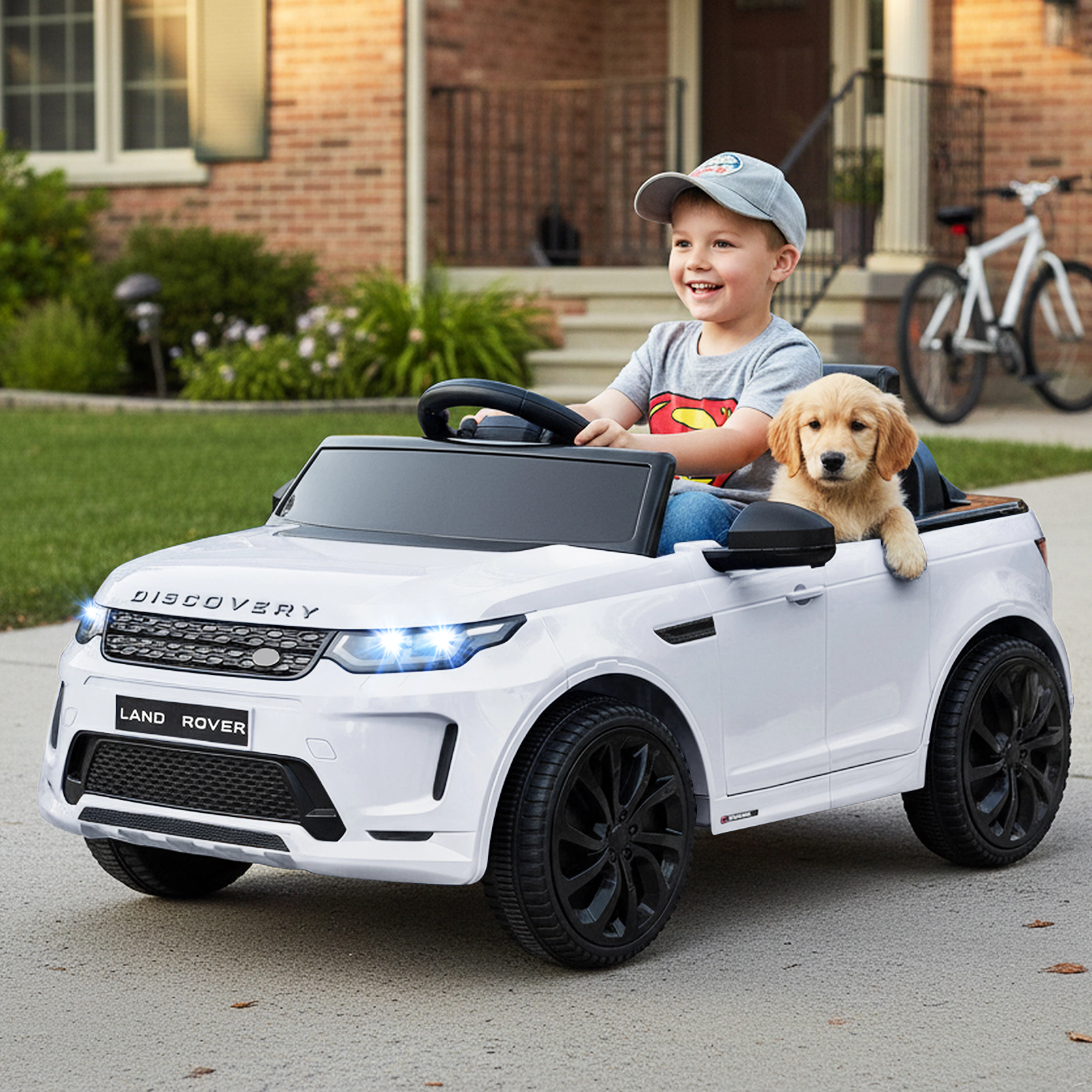 SUGIFT Kids White 12V SUV Ride On Car with Remote Control and Soft Start 38-in W 17-in H 66-lb Seat Capacity