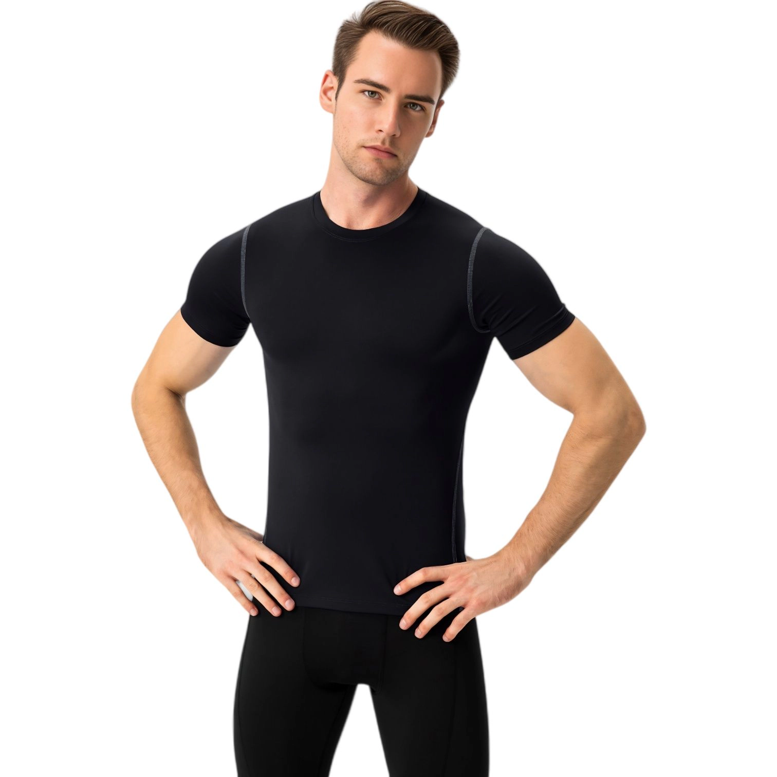Anna-Kaci Mens Short Sleeve Compression Crew Neck Shirt