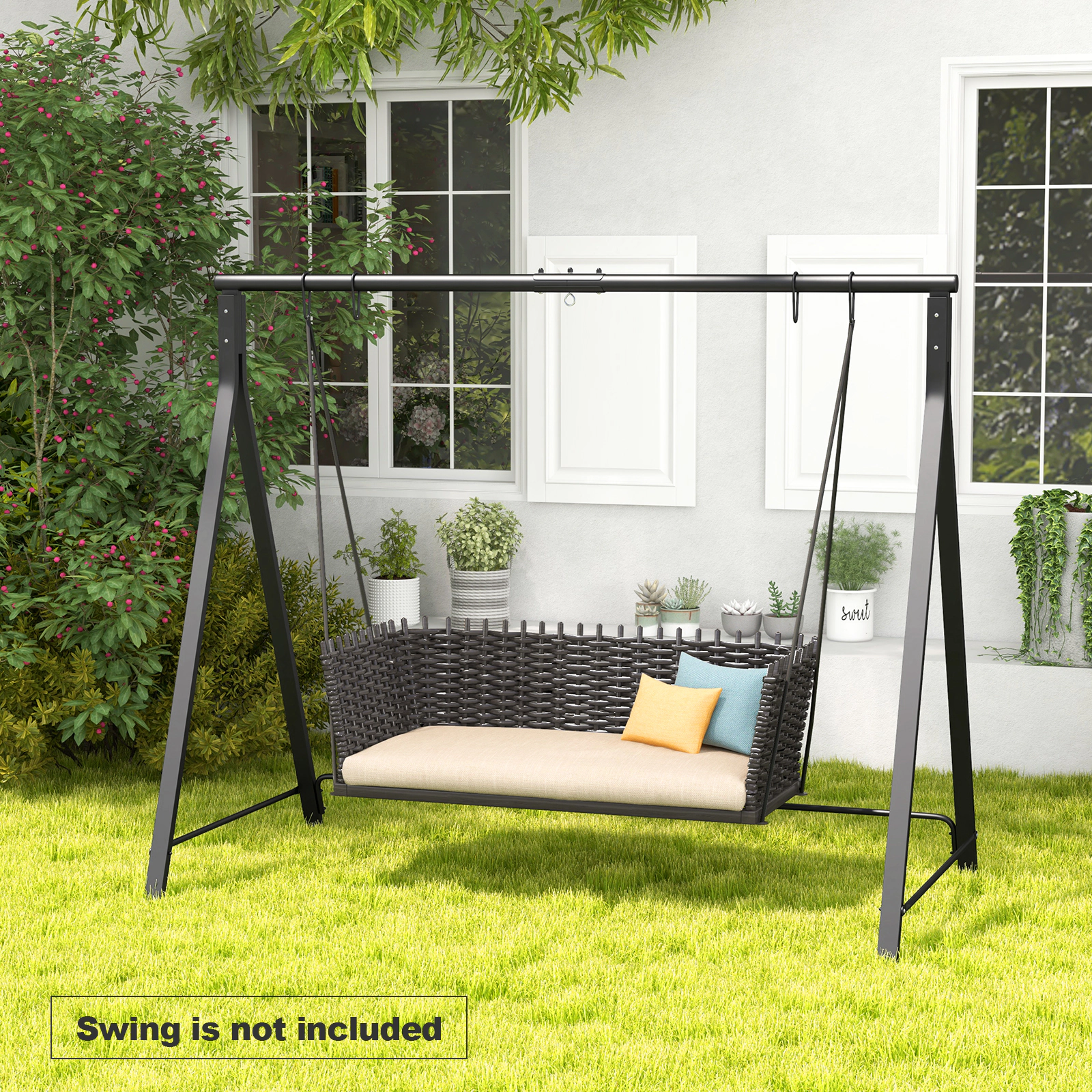 SUGIFT Black 350-Lb 83-In Metal A-Frame Swing Stand