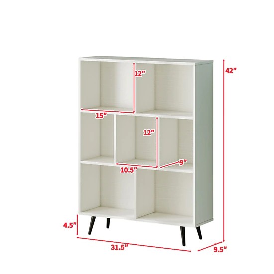 Hivvago Modern Storage Bookcase with Open Cube Shelves and Metal Legs