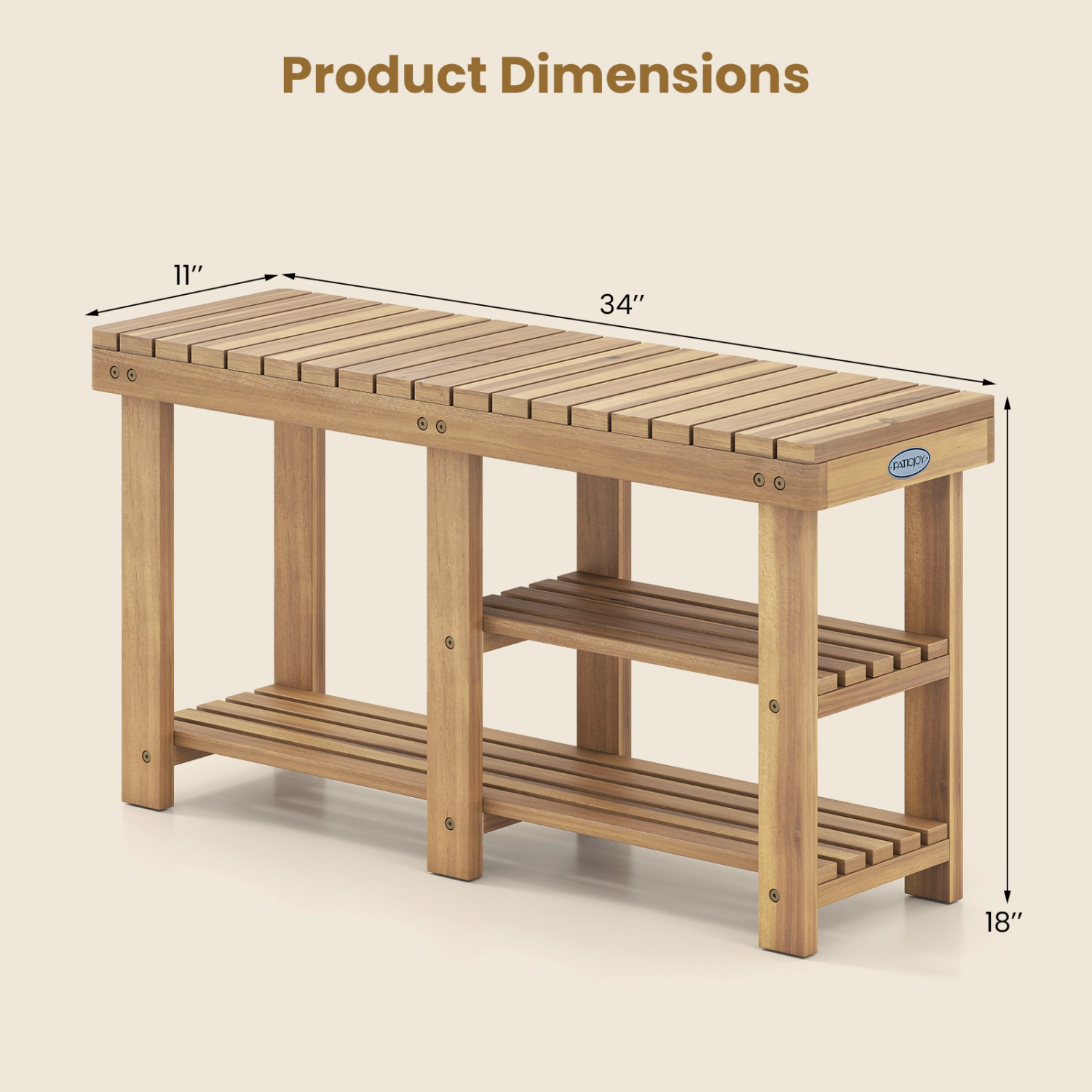 SlickBlue Solid Wood Entryway Shoe Bench with Storage Shelf Design