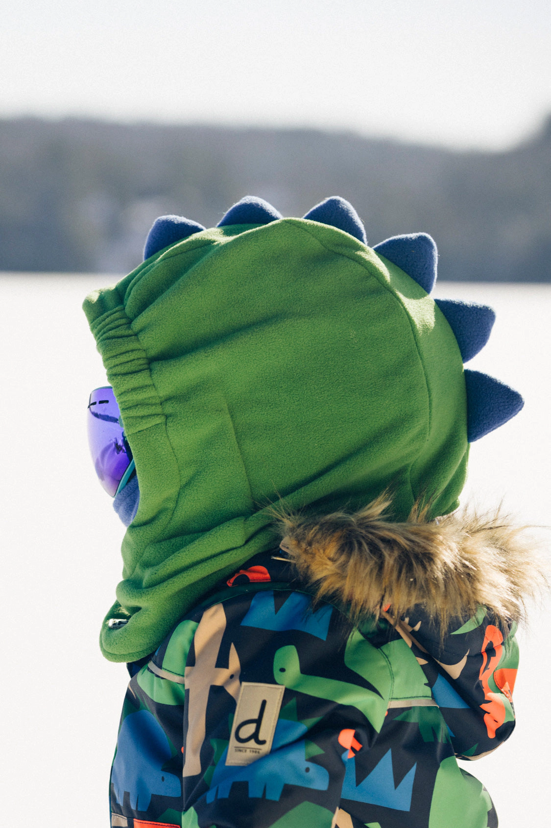 Deux par Deux Boys Oversized Dino Polar Balaclava for Ski Helmet