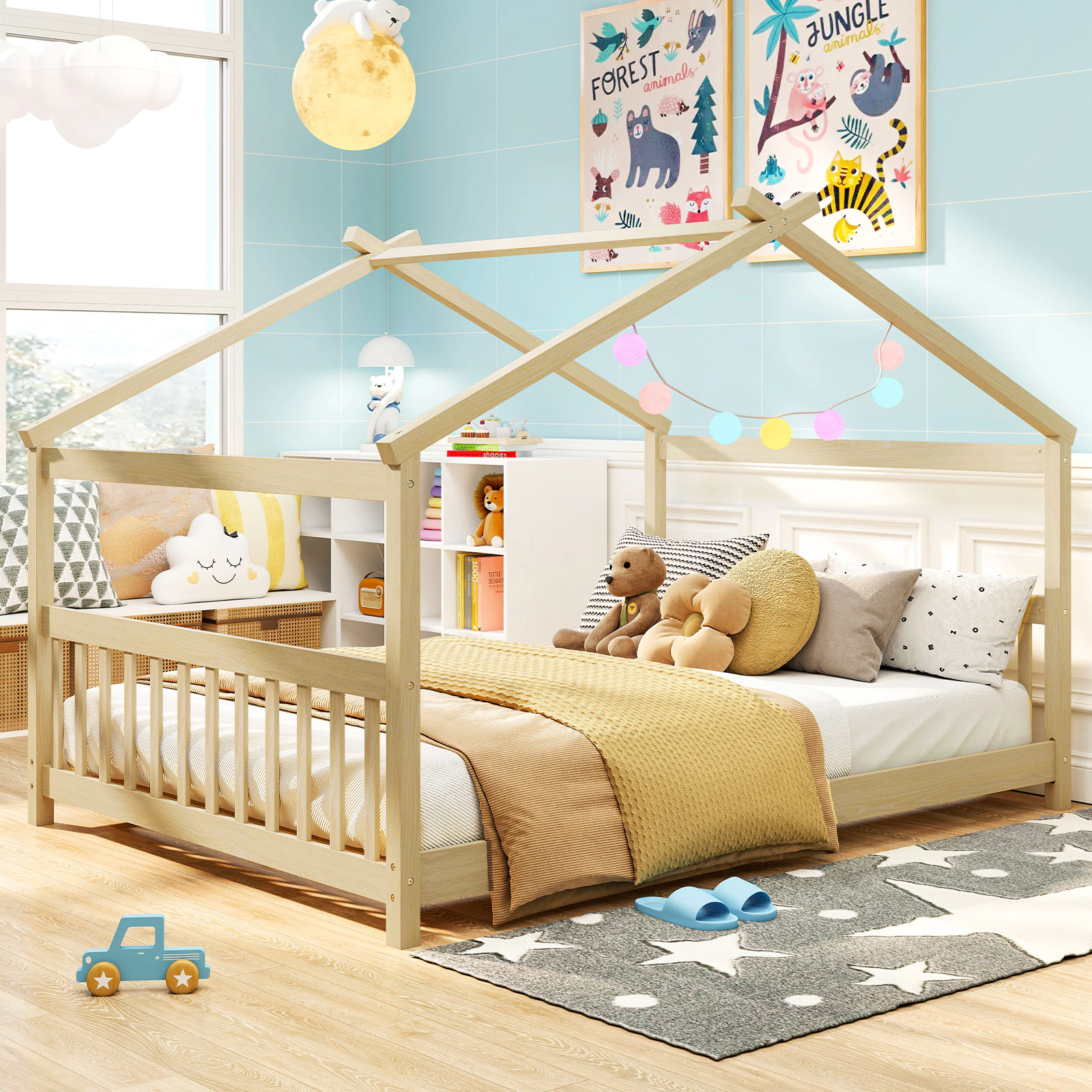 LJG Full House Bed Montessori Floor with Headboard
