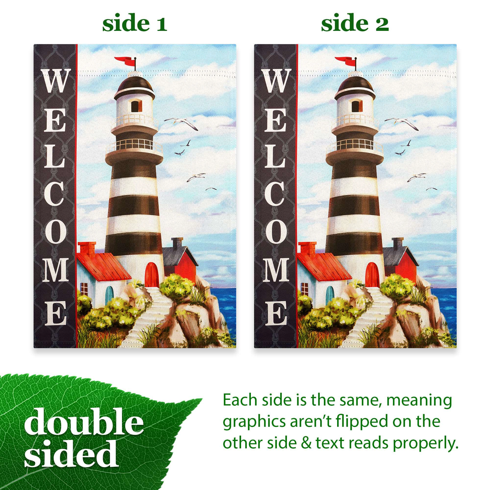 G128 Double-Sided Lighthouse Welcome Garden Flag 12 x 18 inches