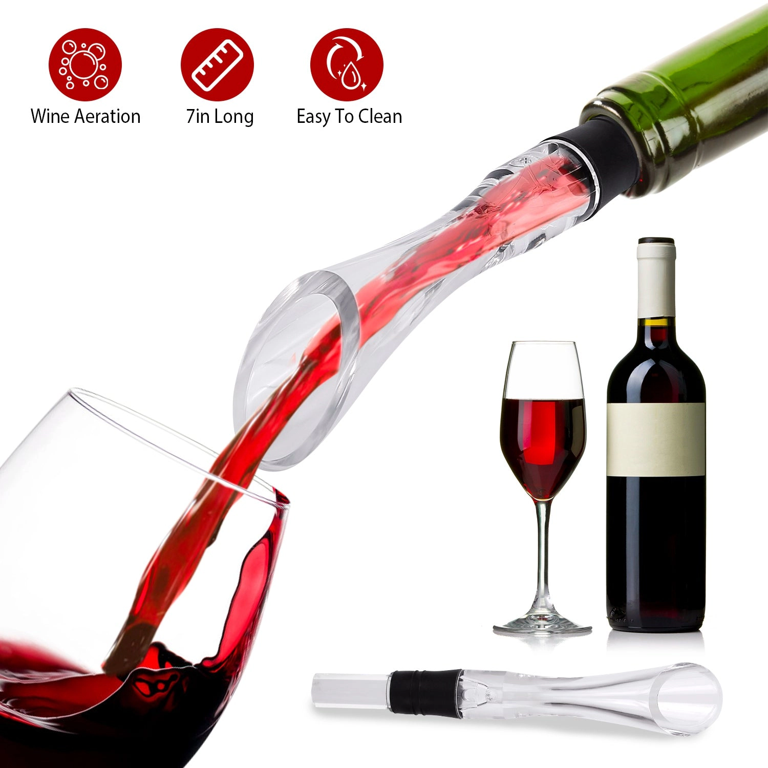 GBruno In-Bottle Wine Aerator Pourer With Drip Stopper