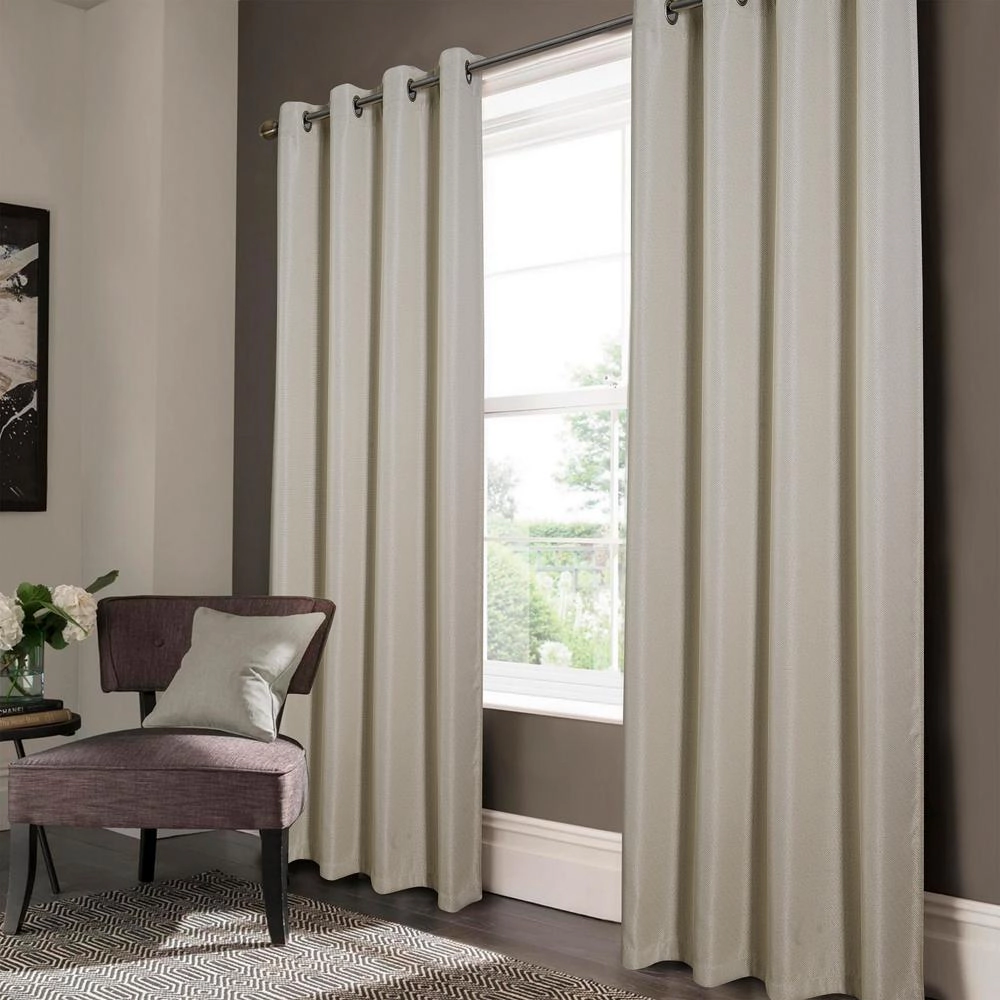 Olivia Gray 100% Polyester Lucas Jacquard Blackout Grommet Window Curtain Panel 52"x90" Beige