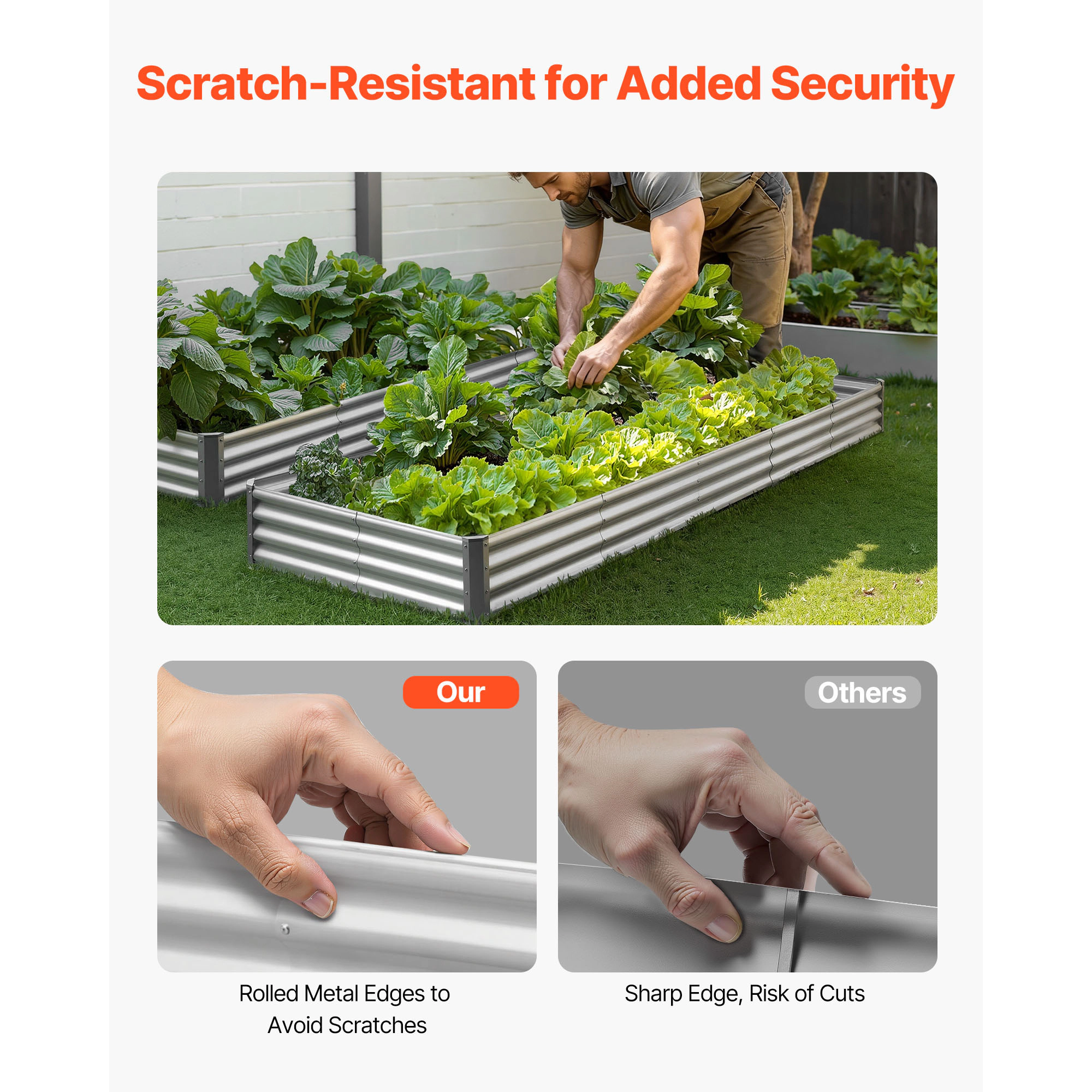 HONGGE Galvanized Raised Garden Bed Metal Planter Box Outdoor Box for Growing Flowers Vegetables