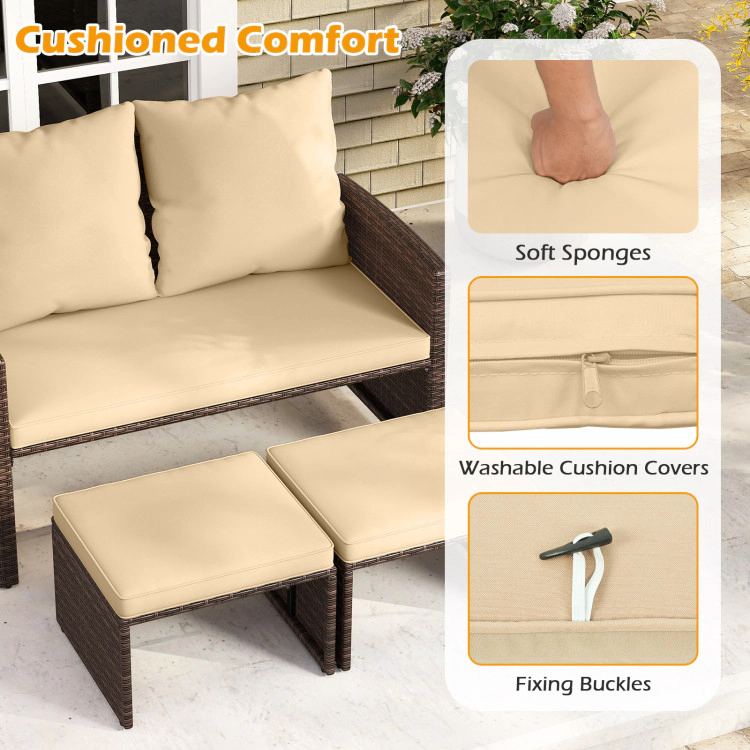 Hivvago 3 Pieces Outdoor Patio Pe Wicker Furniture Set With Cushions