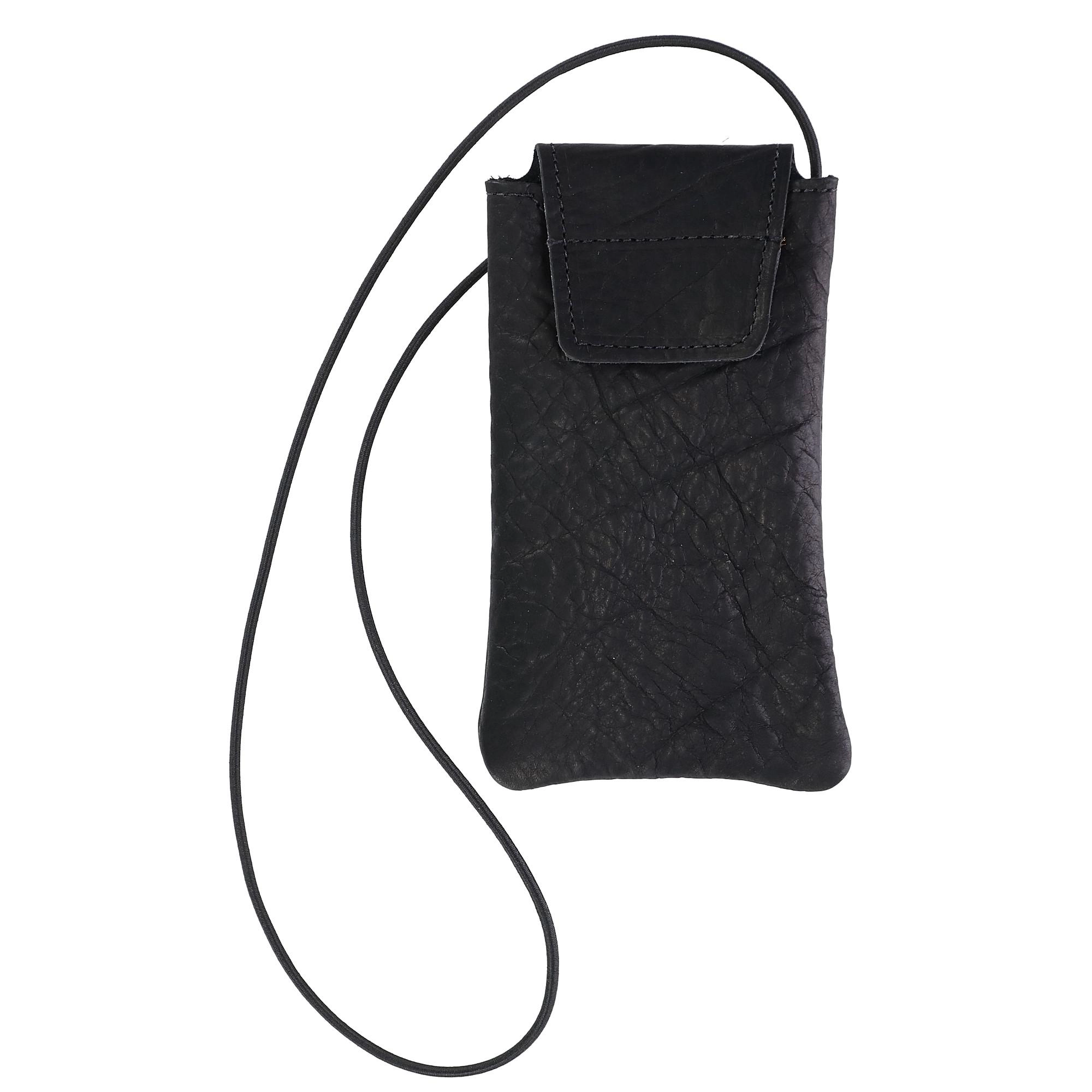 Boston Leather Textured Bison Eyeglass Case with Neck String