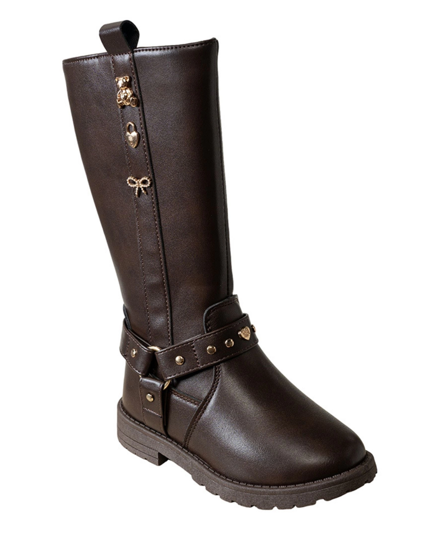 Bebe Girl's Rider Boot with Metallic Charms and Studs