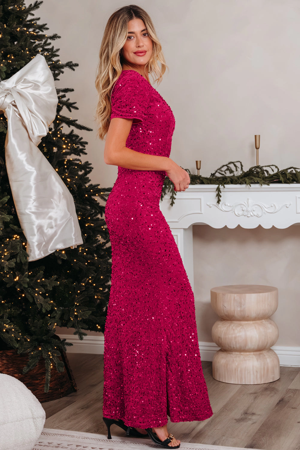 Threaded Pear Women's Meadow High Bodycon Sequin Gown