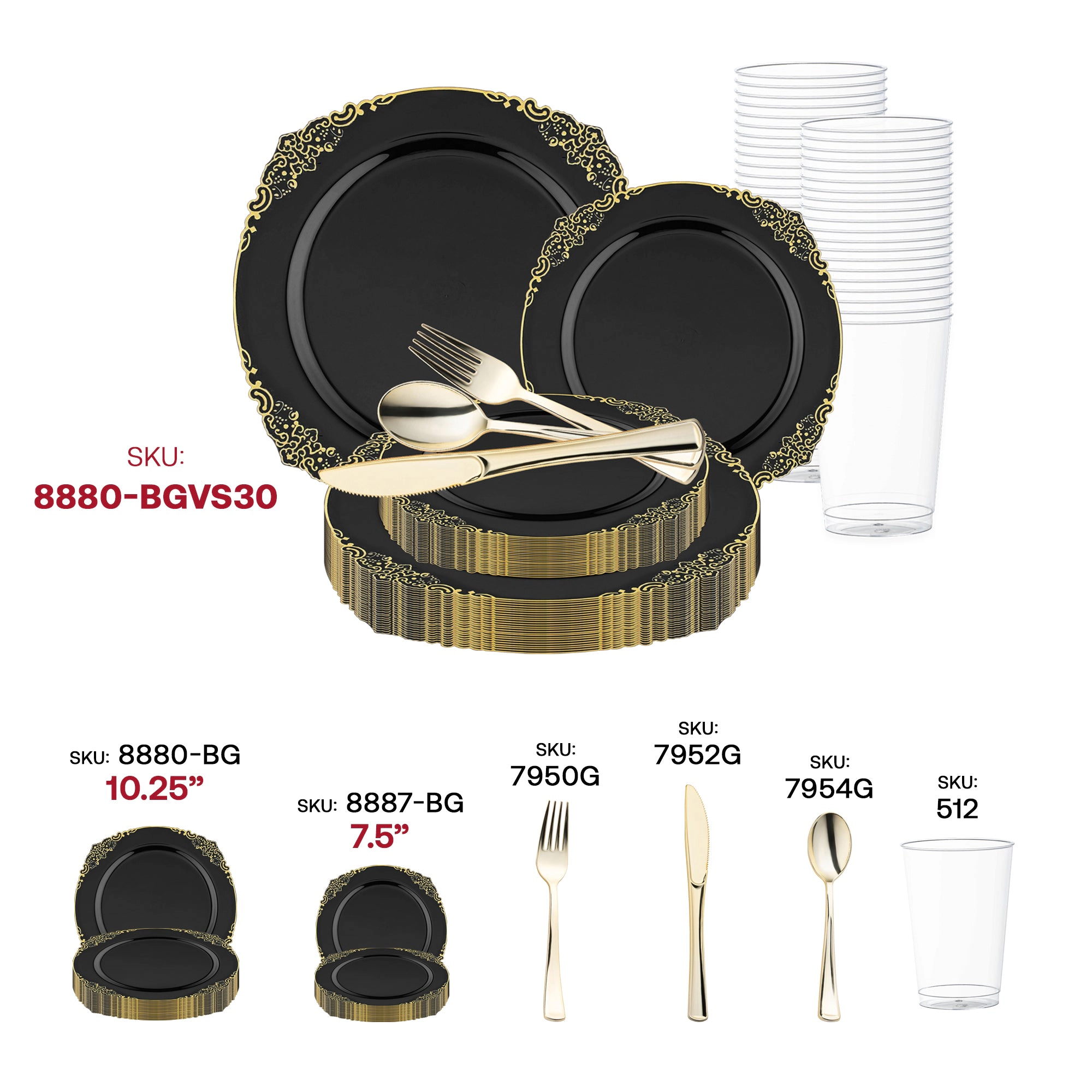 Smarty Had A Party with Gold Fancy Round Disposable Plastic Wedding Value Set