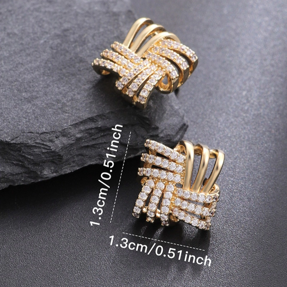 Intertwined Ribbon Pave Cubic Zirconia Huggie Earring