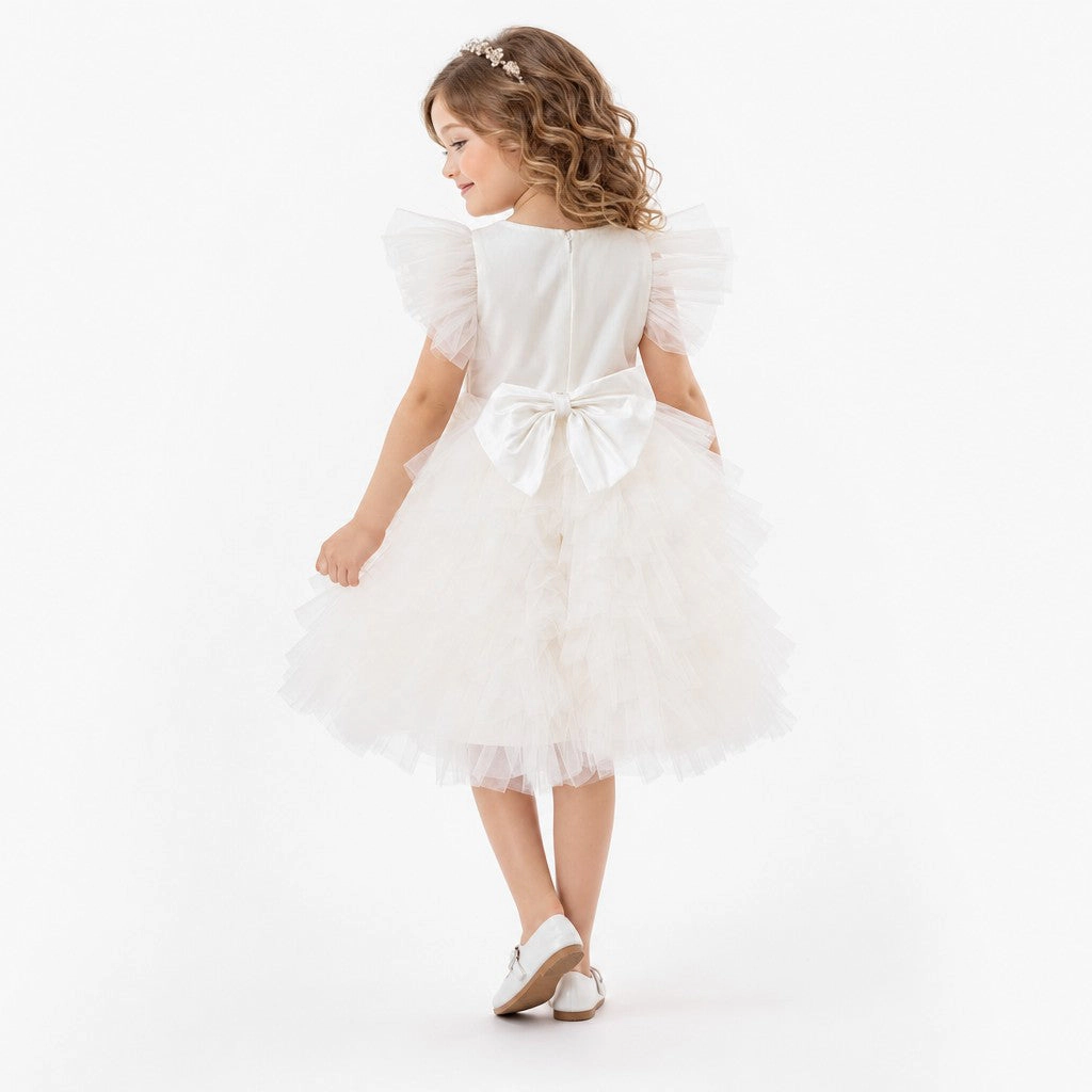 Faeella Celestial Fairy White Tulle Flower Girl Dress