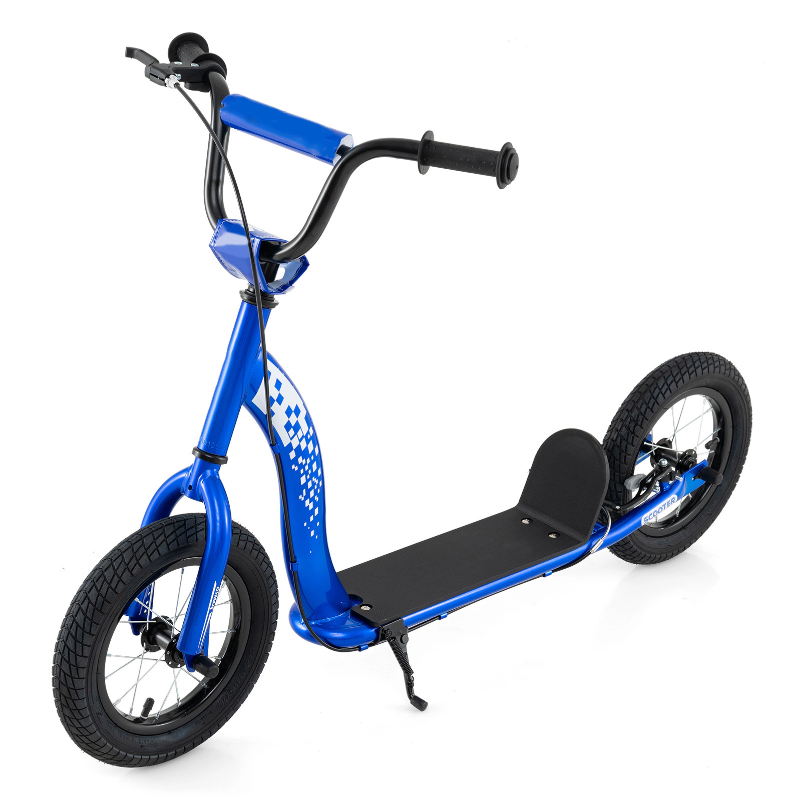 SUGIFT Kids Blue Youth Kick Scooter with 12-in Inflatable Tires 47-in W 32.5-in to 34.5-in H 165-lb Rider Capacity