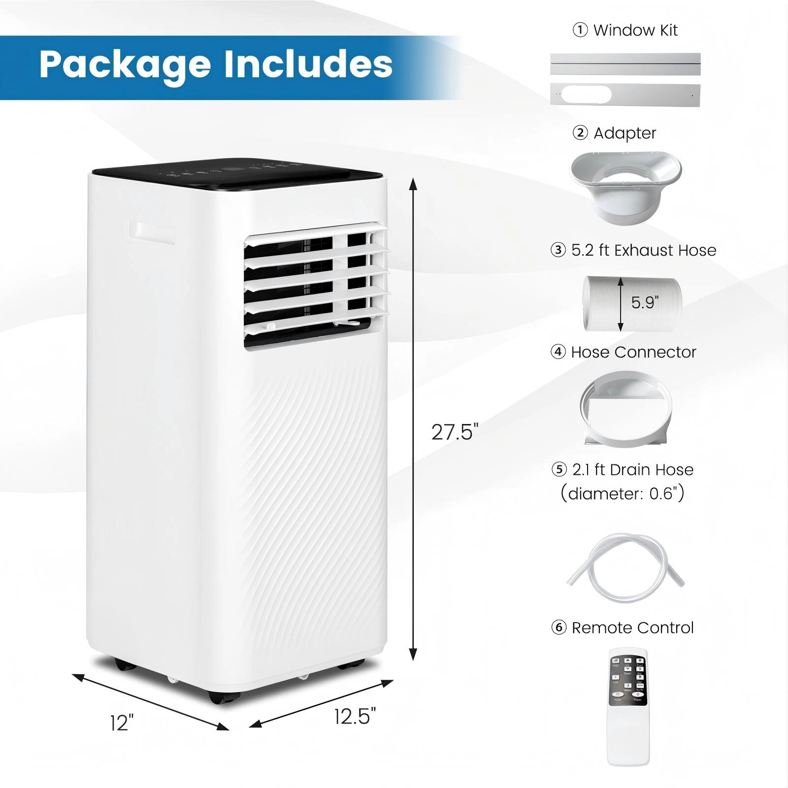 SUGIFT Black 10000-BTU 350-sq ft 4-in-1 Portable Air Conditioner with Overload Protection and Sleep Mode