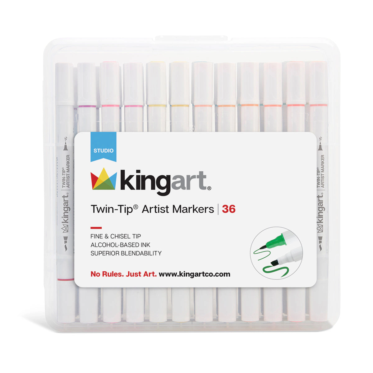 KINGART Twin-Tip Chisel & Fine Alcohol Markers - 36 Colors