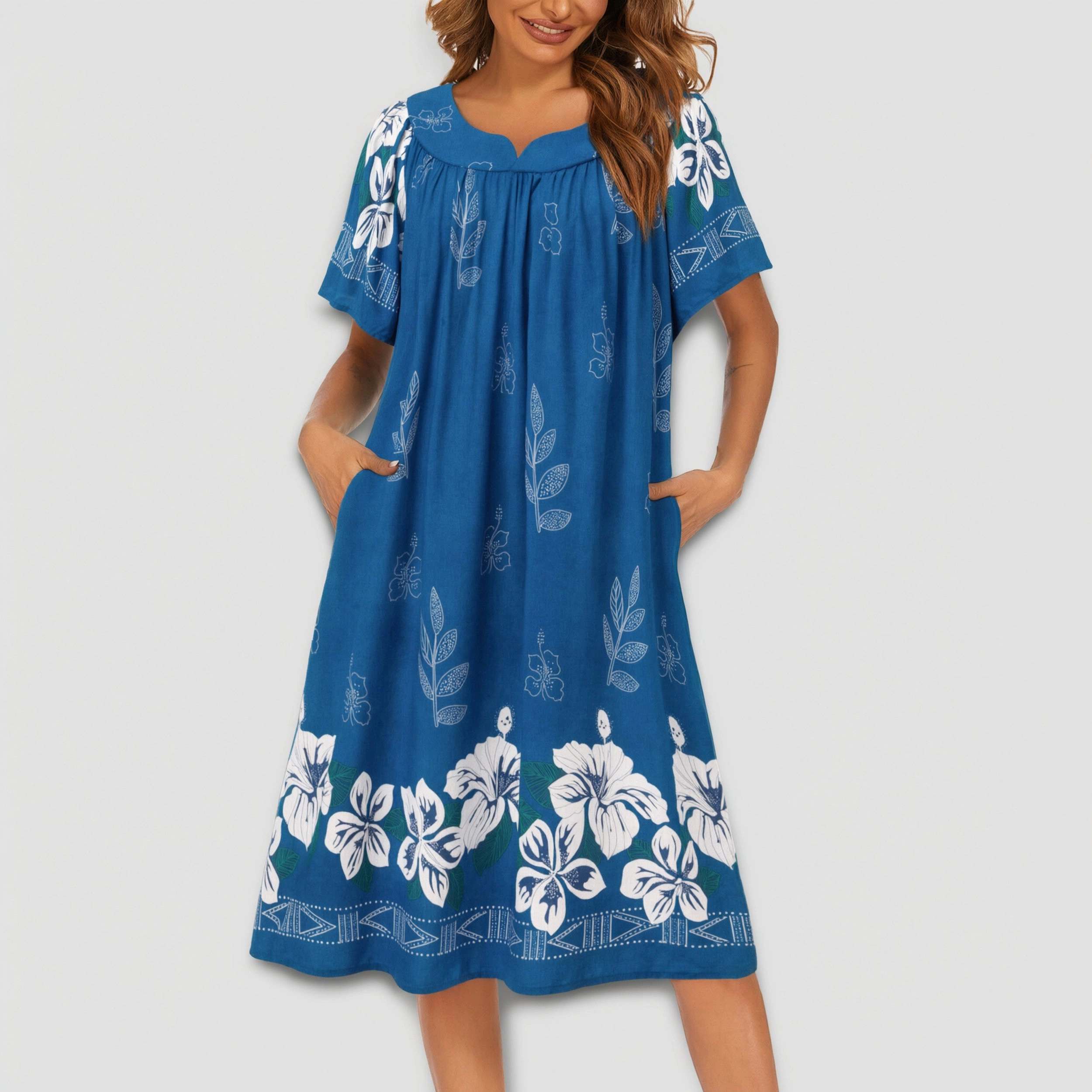 Ekouaer Womens House Dresses with Pockets Pleated Mumu Dress Cooling