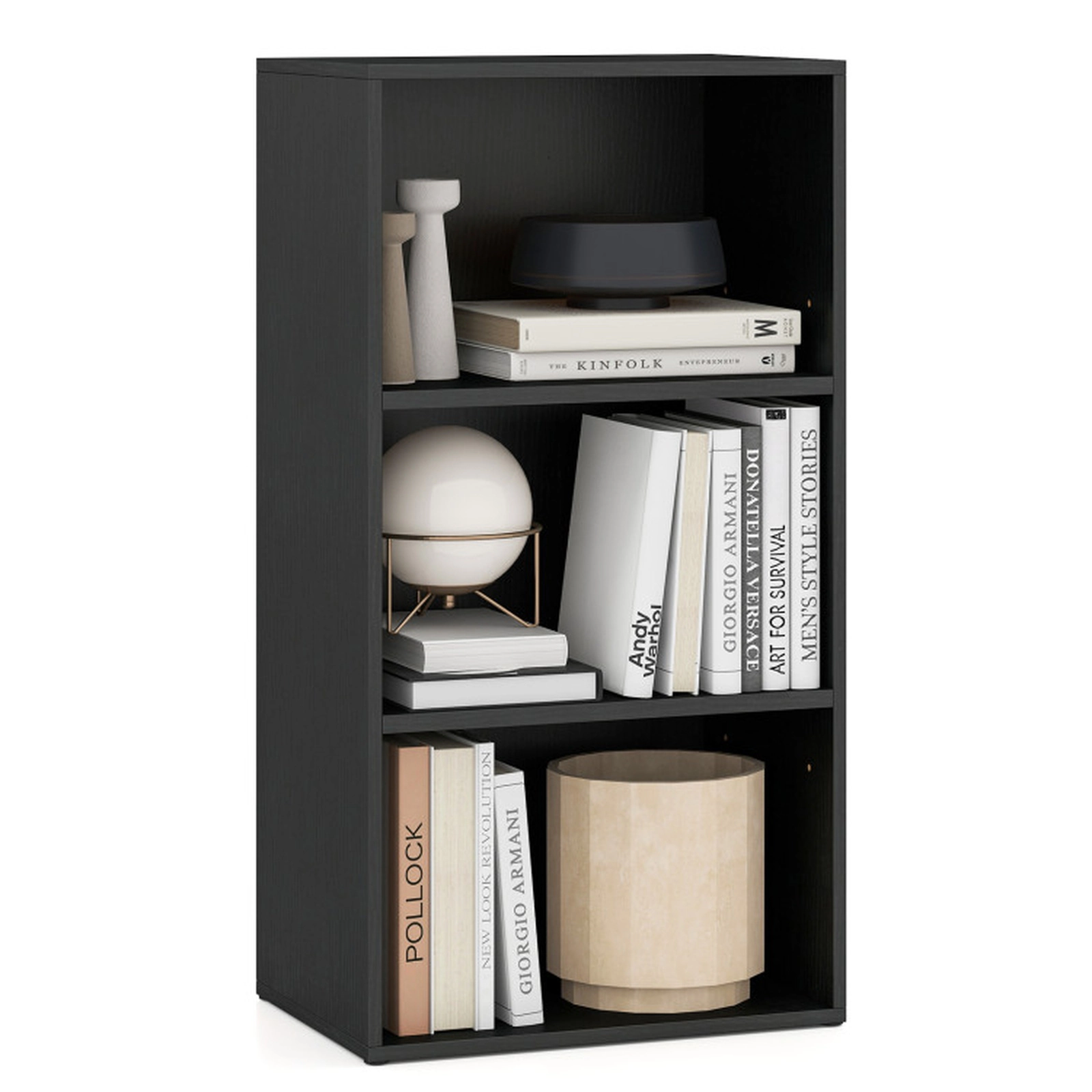 SUGIFT Set of 2 3-Tier Adjustable Shelves Engineered Wood Cube Bookcases 16.5-in x 11.5-in x 31.5-in 66-lb Black