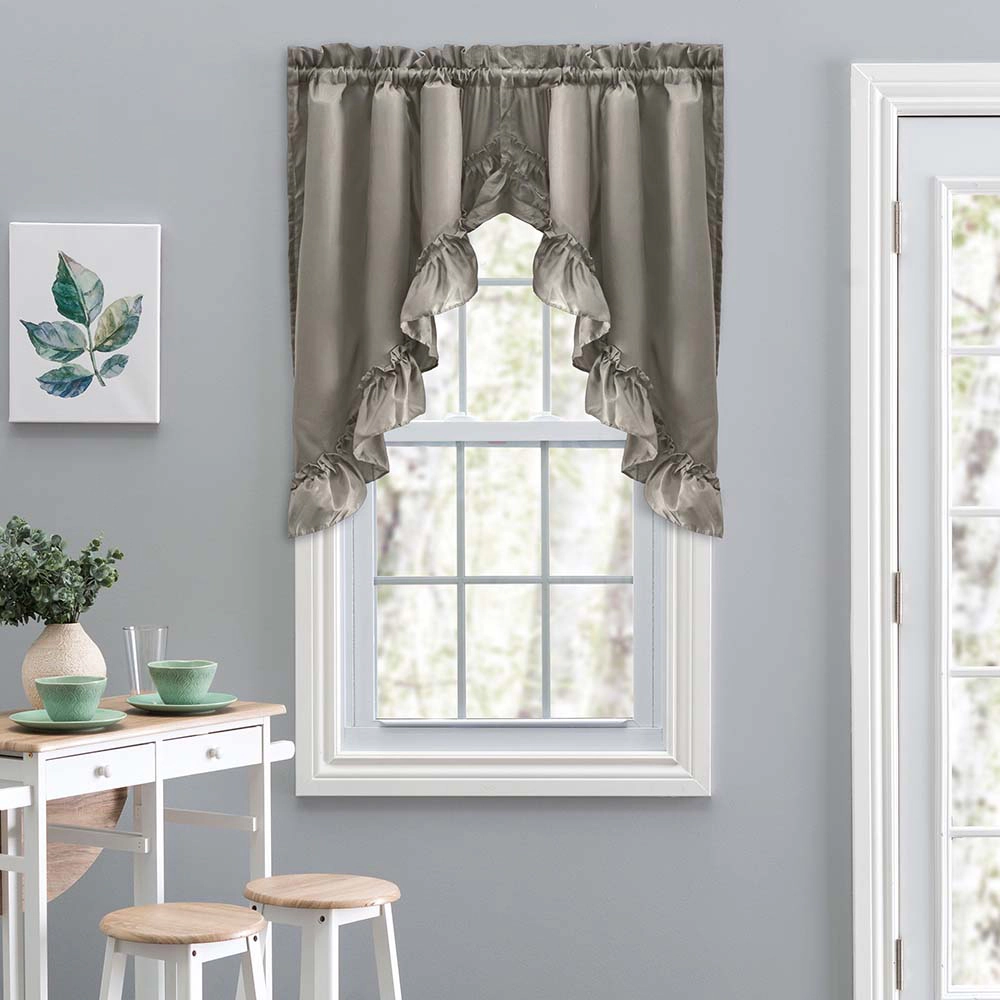 Ellis Stacey 1.5" Rod Pocket High Quality Fabric Solid Color Window Ruffled Swag 60"x38