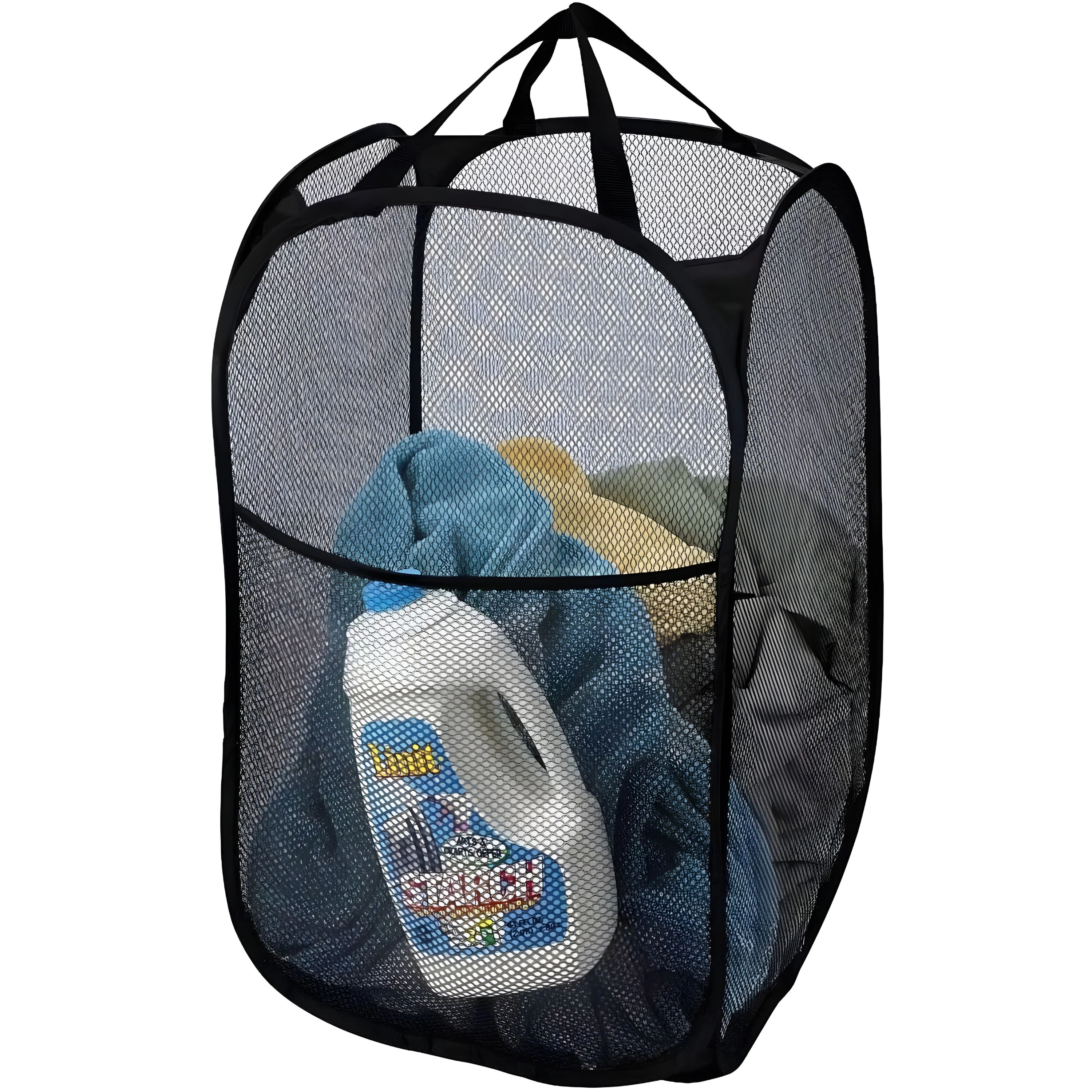 Kitcheniva Black Foldable Mesh Laundry Hamper