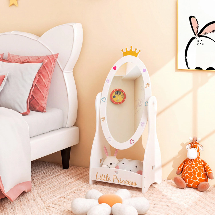 Hivvago Kids Full Length Mirror With 360 Degree Rotatable Design And Shelf