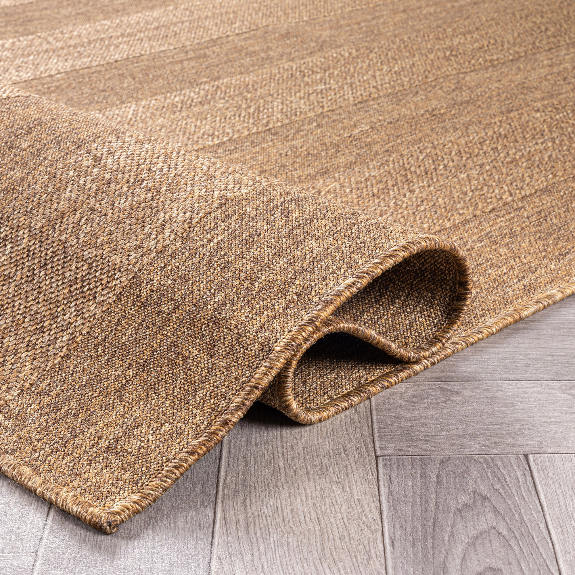 World Rug Gallery Striped Indoor/Outdoor Flat Woven Area - Natural Jute-Style, Easy-Care Patio