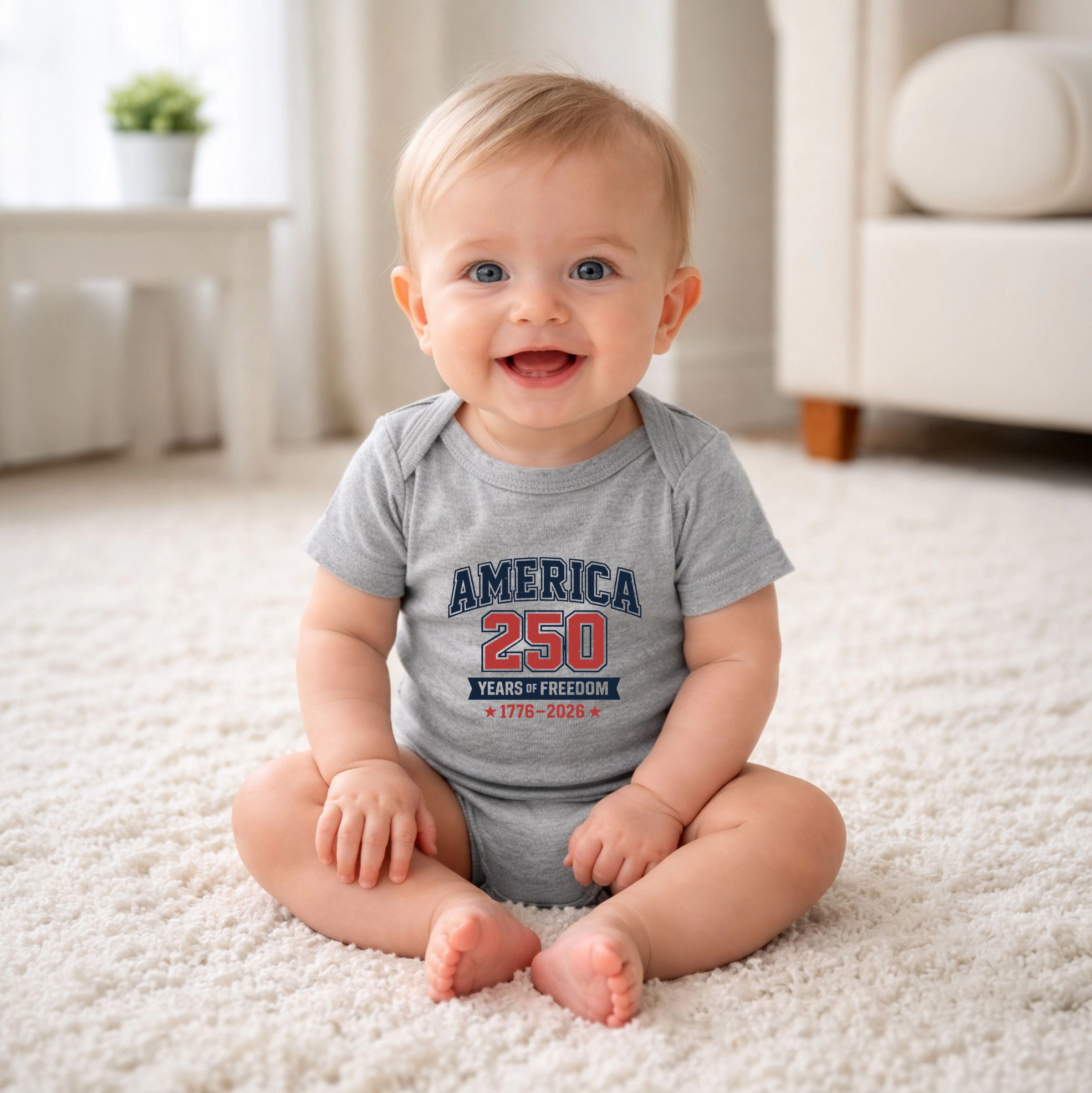 The Juniper Shop - America 250 Years of Freedom Varsity Baby Short Sleeve Graphic Bodysuit