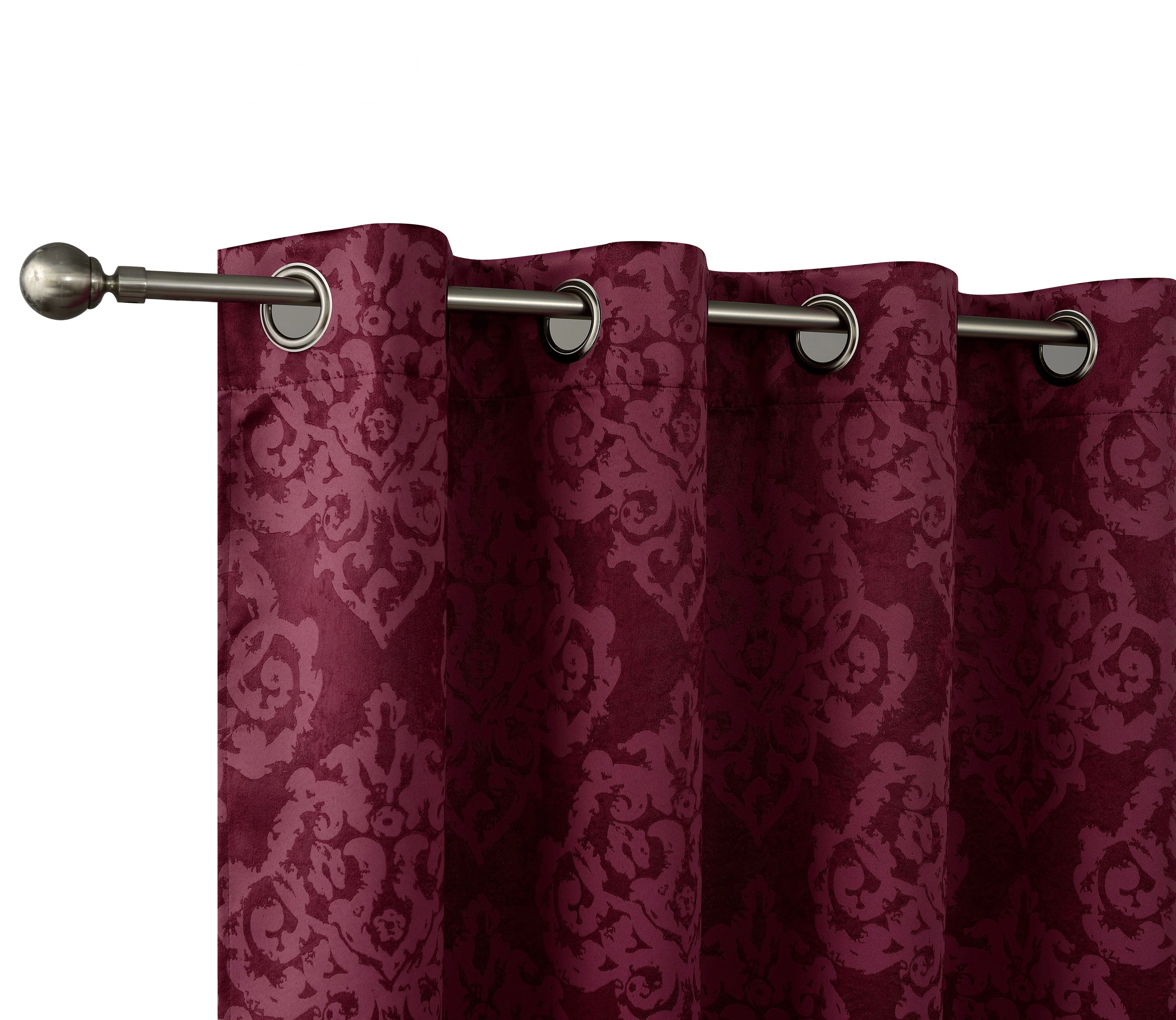 Kate Aurora 2 Pack Delaney Room Darkening Damask Print Grommet Curtain