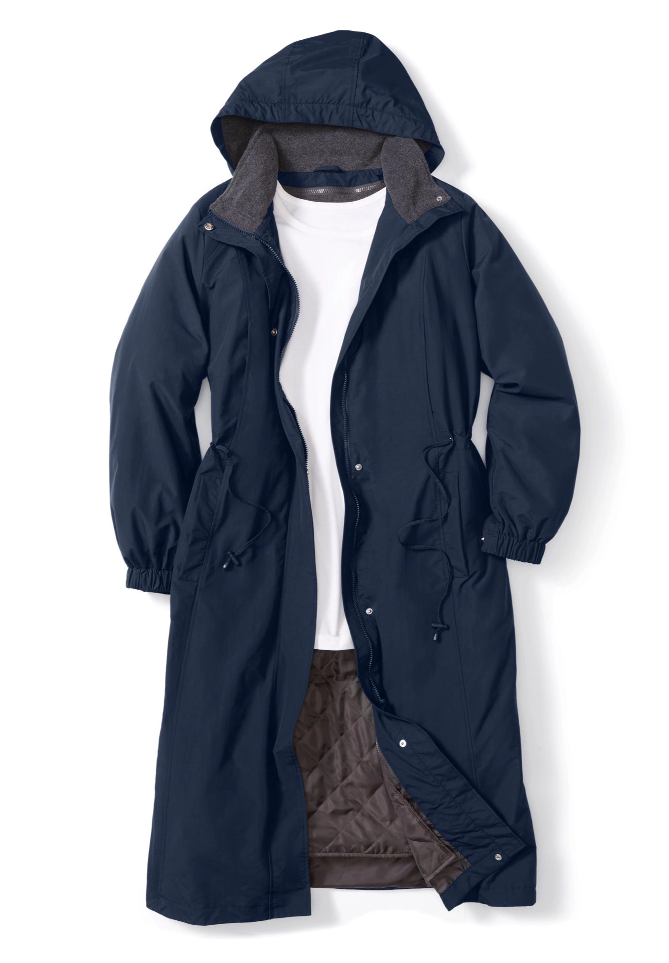 Woman Within Plus Long Hooded Taslon Jacket