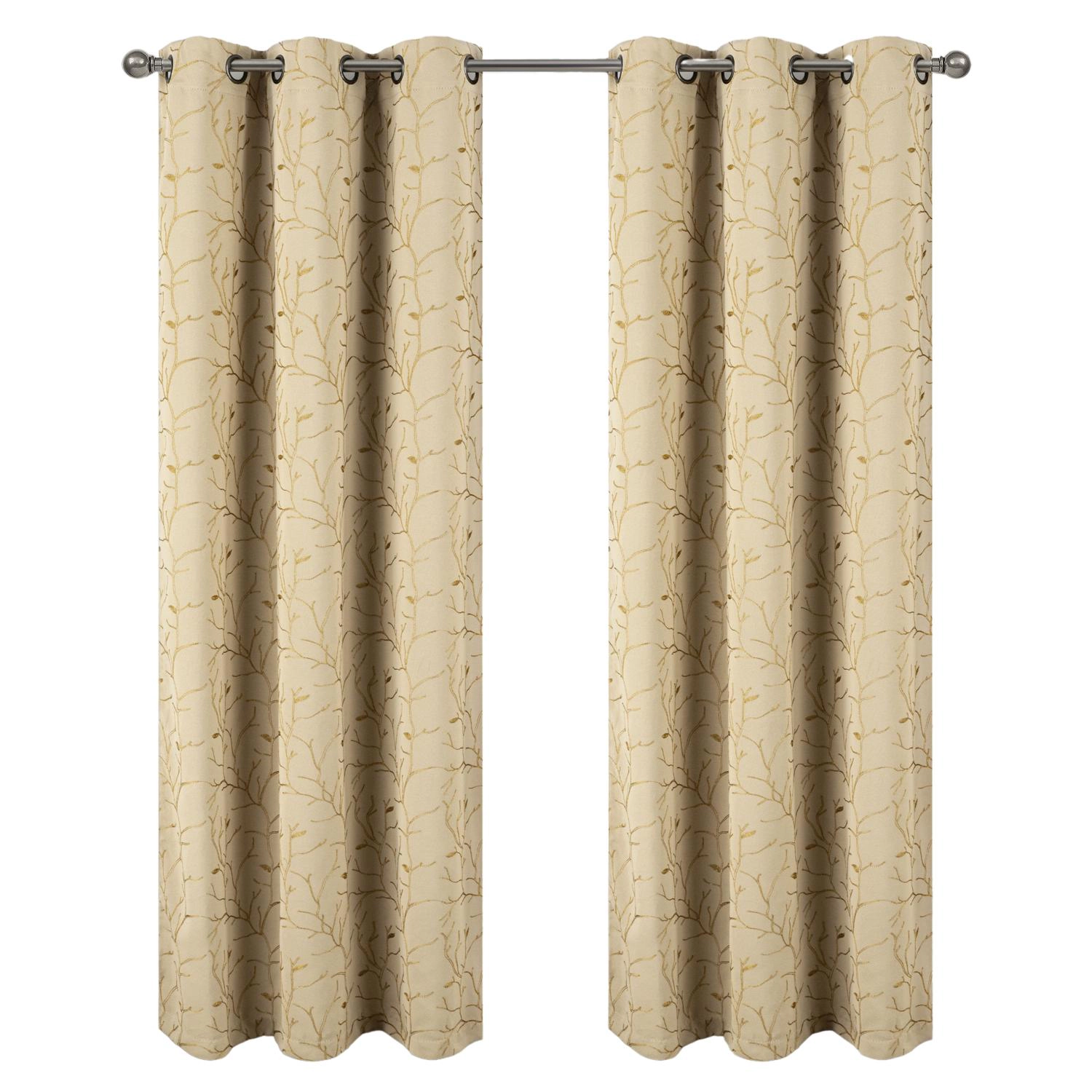 RT Designer Collection Luciana Embroidered Blackout Luxurious Decorative Grommet Curtain Panel 54" x 90" Beige