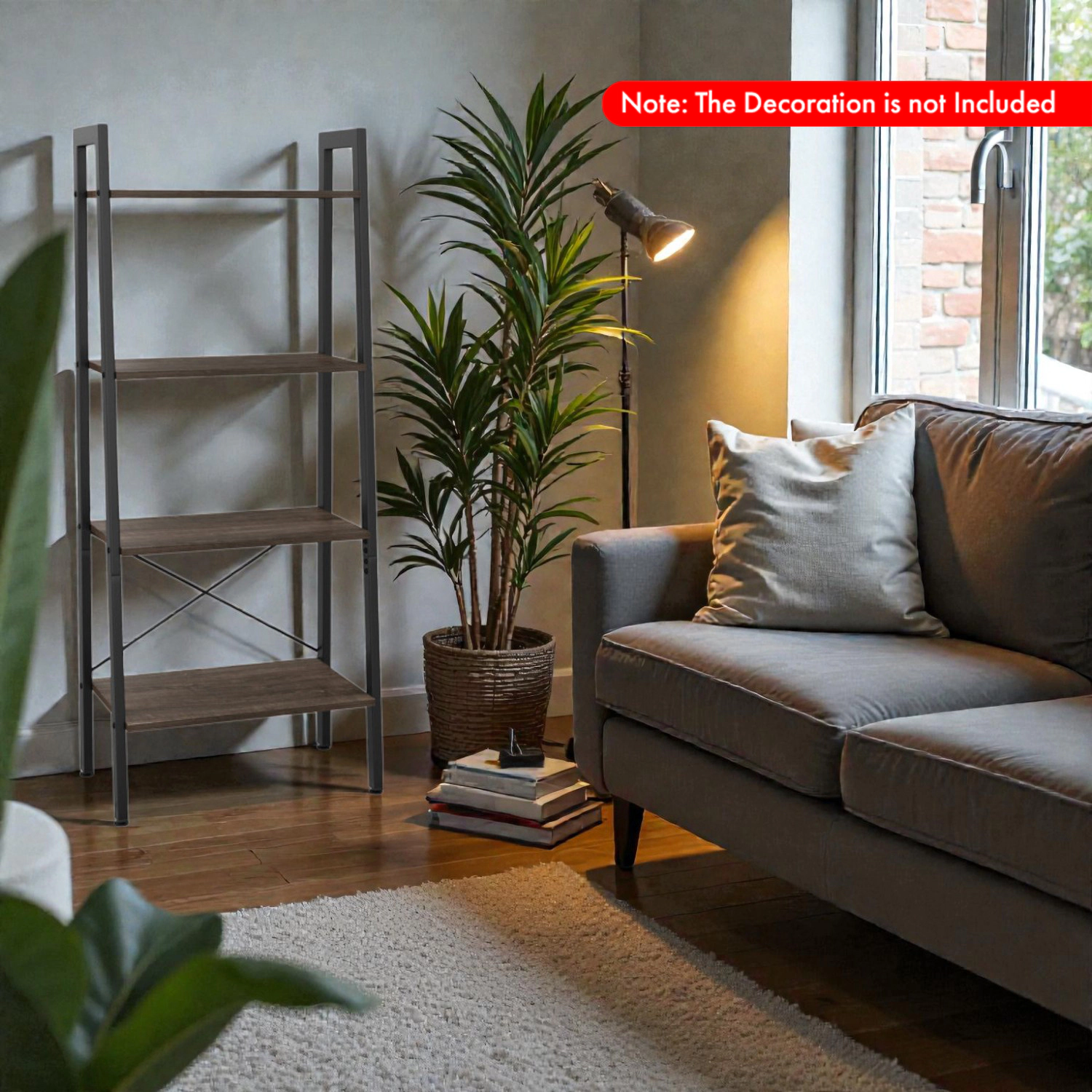 Hivvago 4-Layer Modern Bookshelf with Steel Frame and Adjustable Base