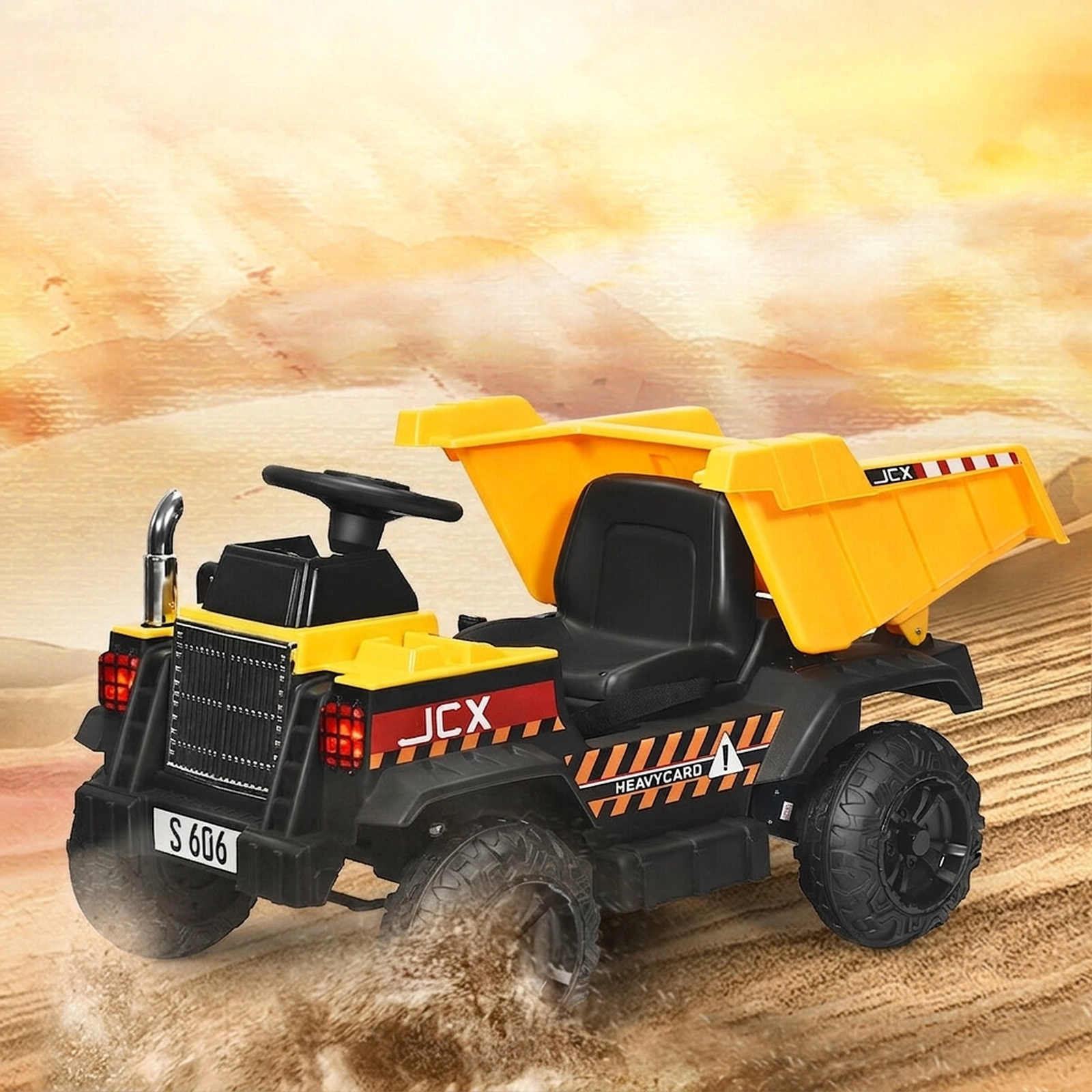 12V Kids Ride On Dump Truck Electric Bucket Detachable Shovel Parent Remote 42.5-in Construction Toy Ages 3-8 Yellow