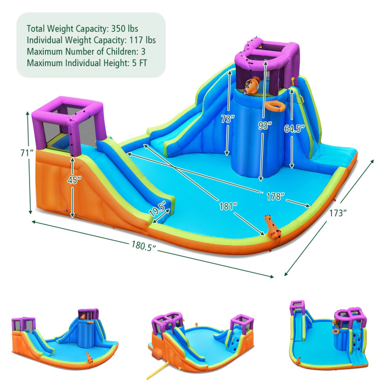 Hivvago 6-in-1 Inflatable Dual Water Slide Bounce House Without Blower