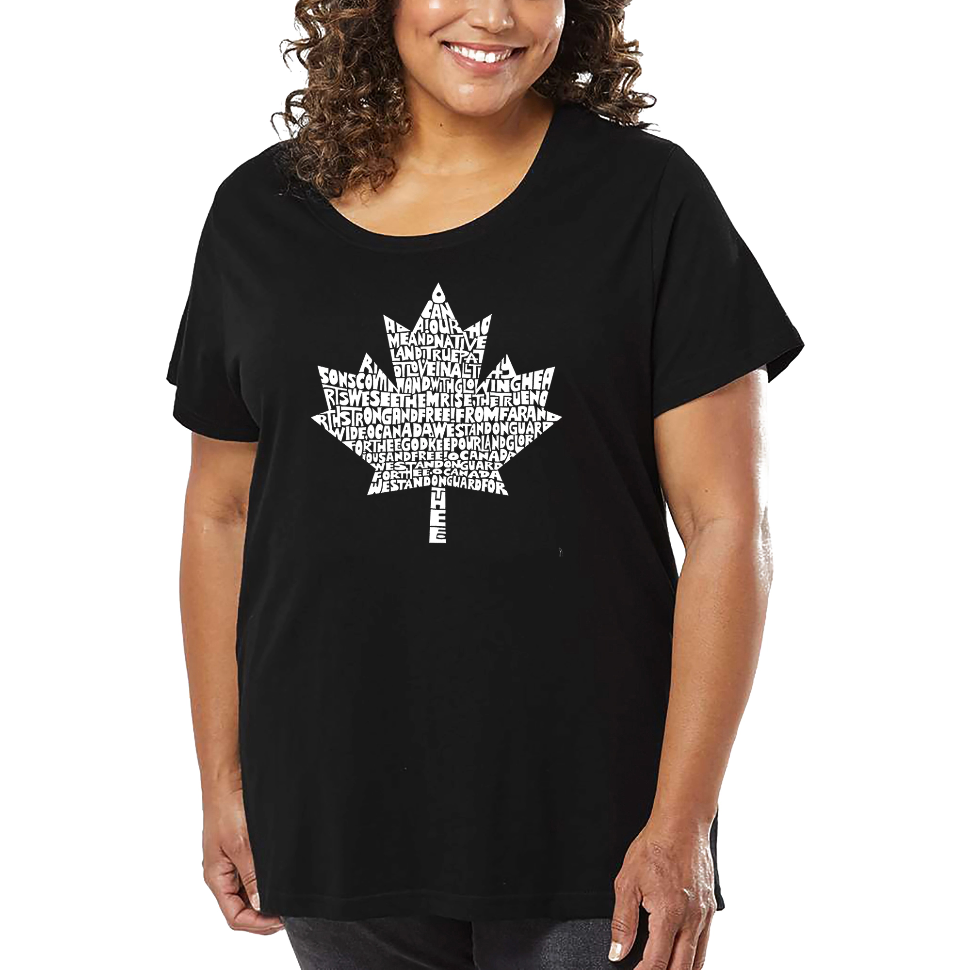 LA Pop Art Women's Plus Word T-Shirt - CANADIAN NATIONAL ANTHEM