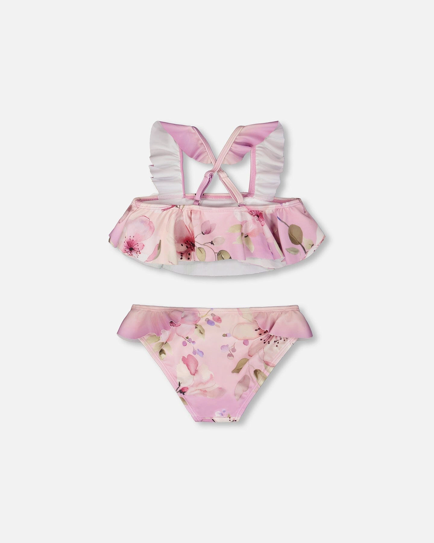 Deux par Deux Girls Flower Print Top and Bottom Two-Piece Swimsuit