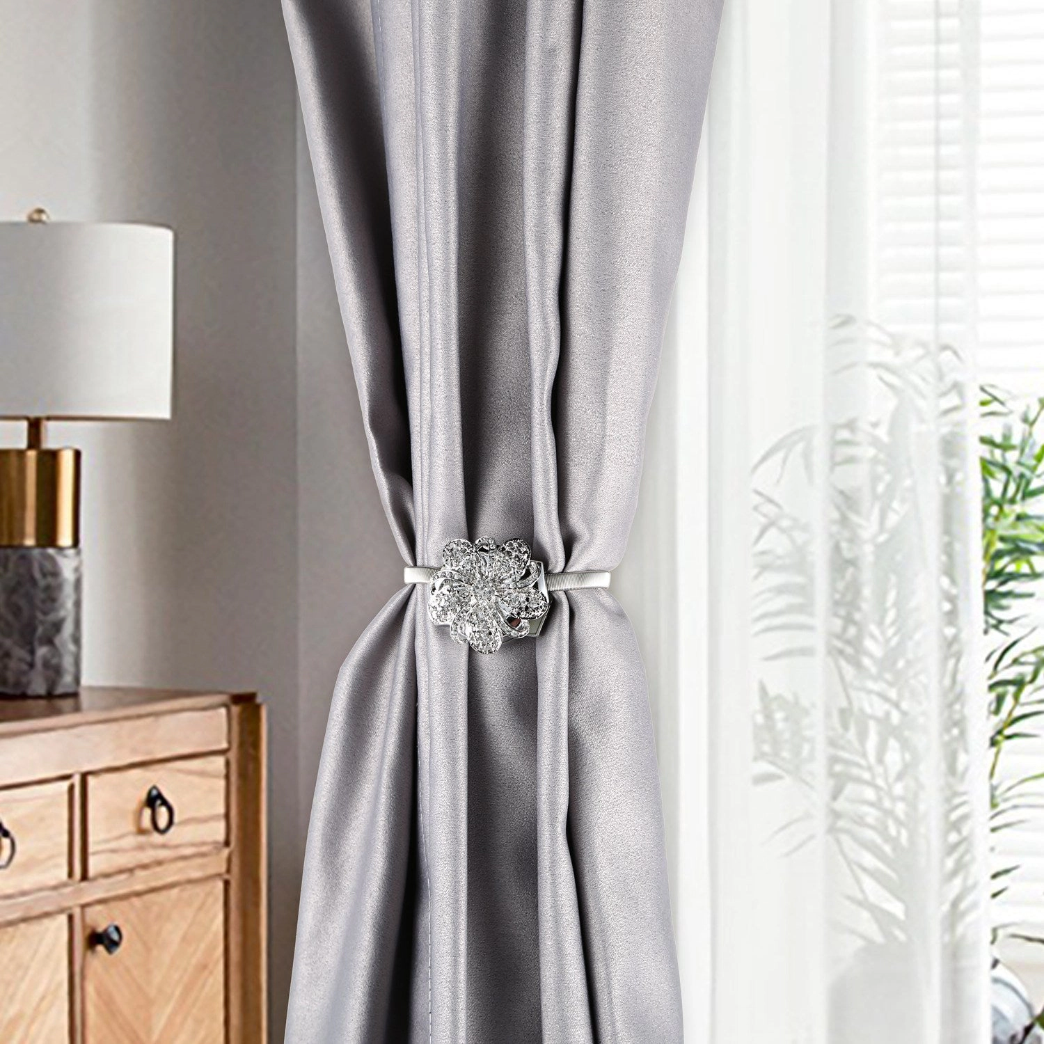 GBruno 2-Piece Magnetic Floral Curtain Tiebacks