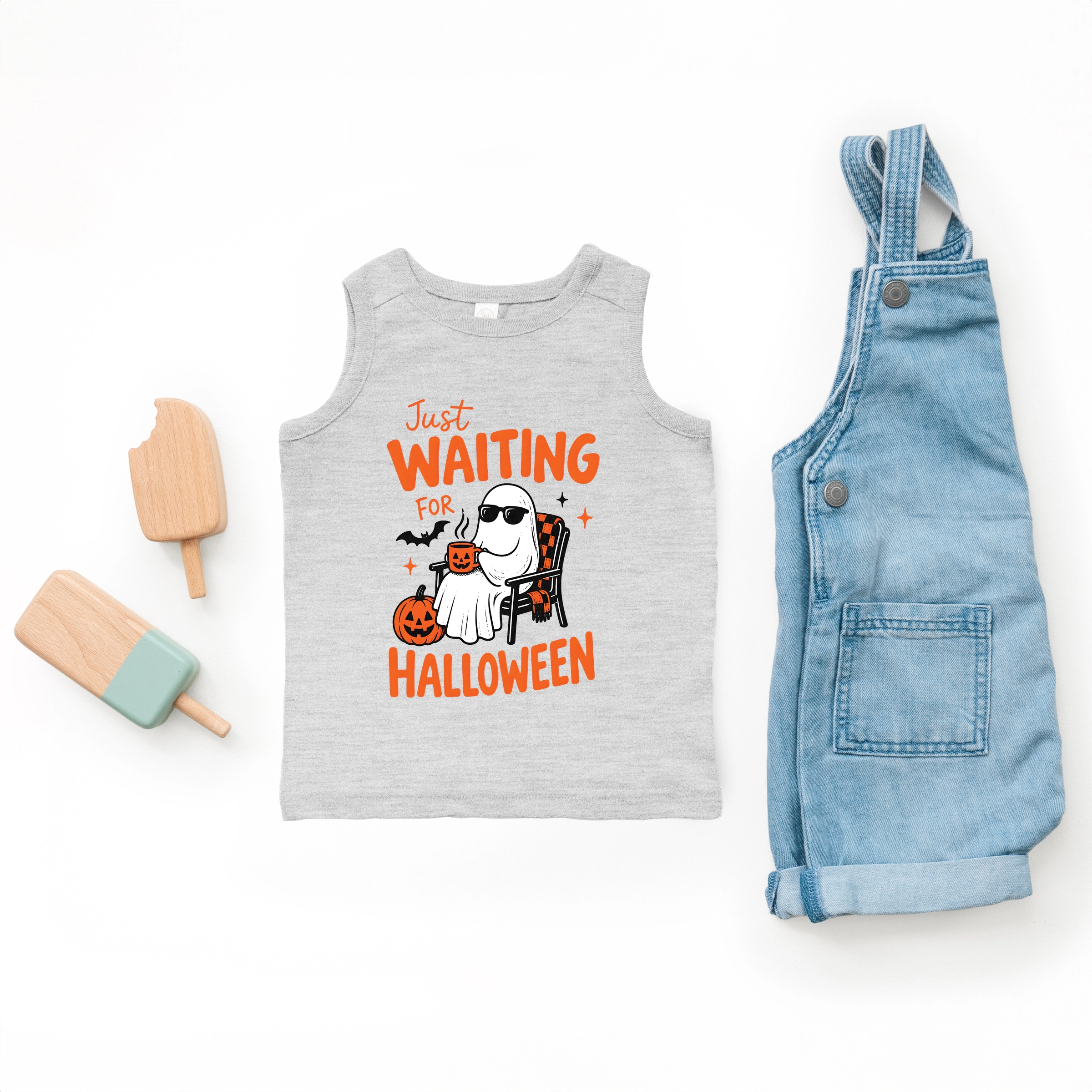 The Juniper Shop - Toddler Graphic Tank Just Waiting For Halloween Ghost