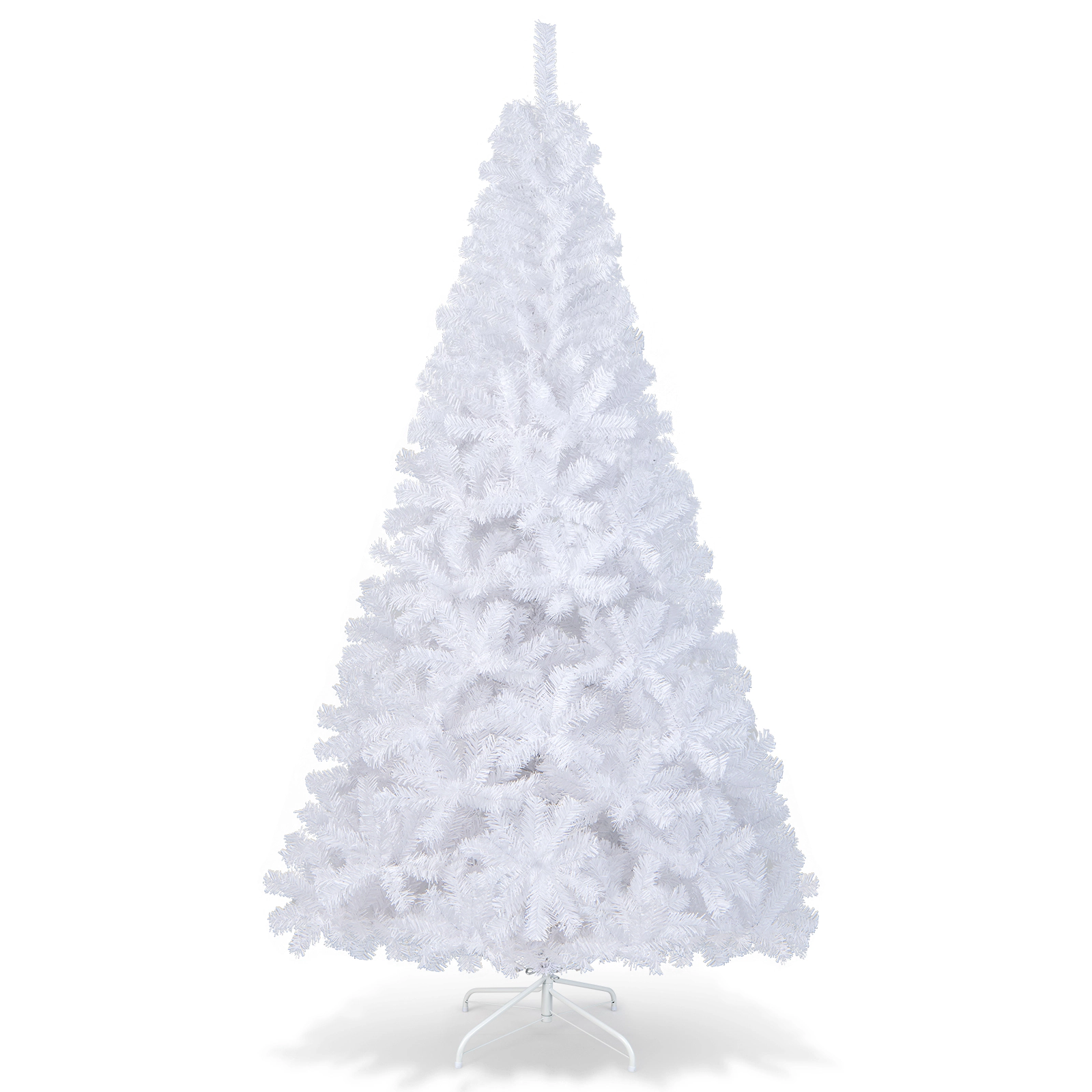 SUGIFT 7 ft White Artificial Christmas Tree Unlit PVC Tree with Metal Stand