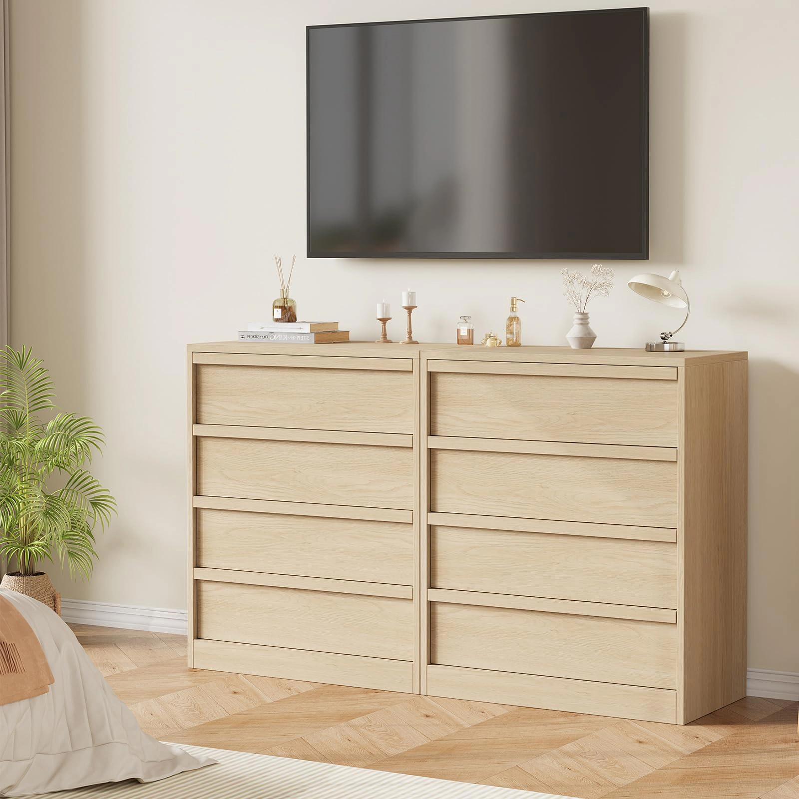 4 Drawer Tall Dresser Nightstand, Modern Small Chest with Storage for Bedroom, Nursery or Entryway